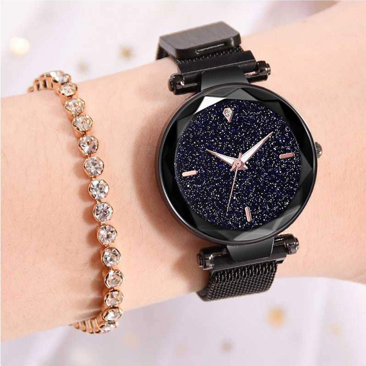 Stylish Black Dial Women's Watch with Stainless Steel Strap - Elegant Fashion Accessory for Everyday Wear, Office & Special Occasions