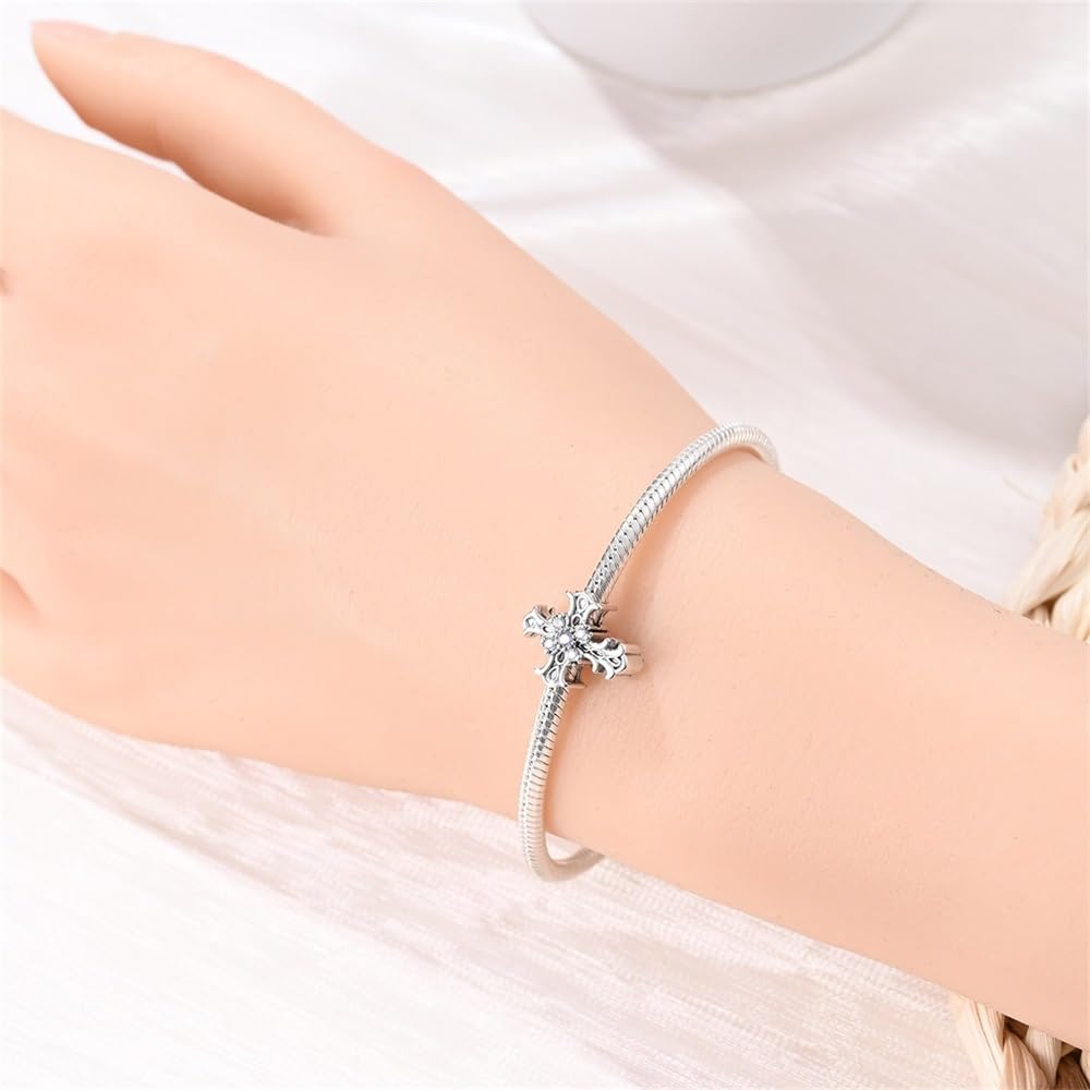 925 Sterling Silver Cross Charm Beads for Bracelets & Necklaces - Romantic Classical Jewelry Gift for Women, Family & Friends - Perfect for Birthdays, Anniversaries & Special Occasions
