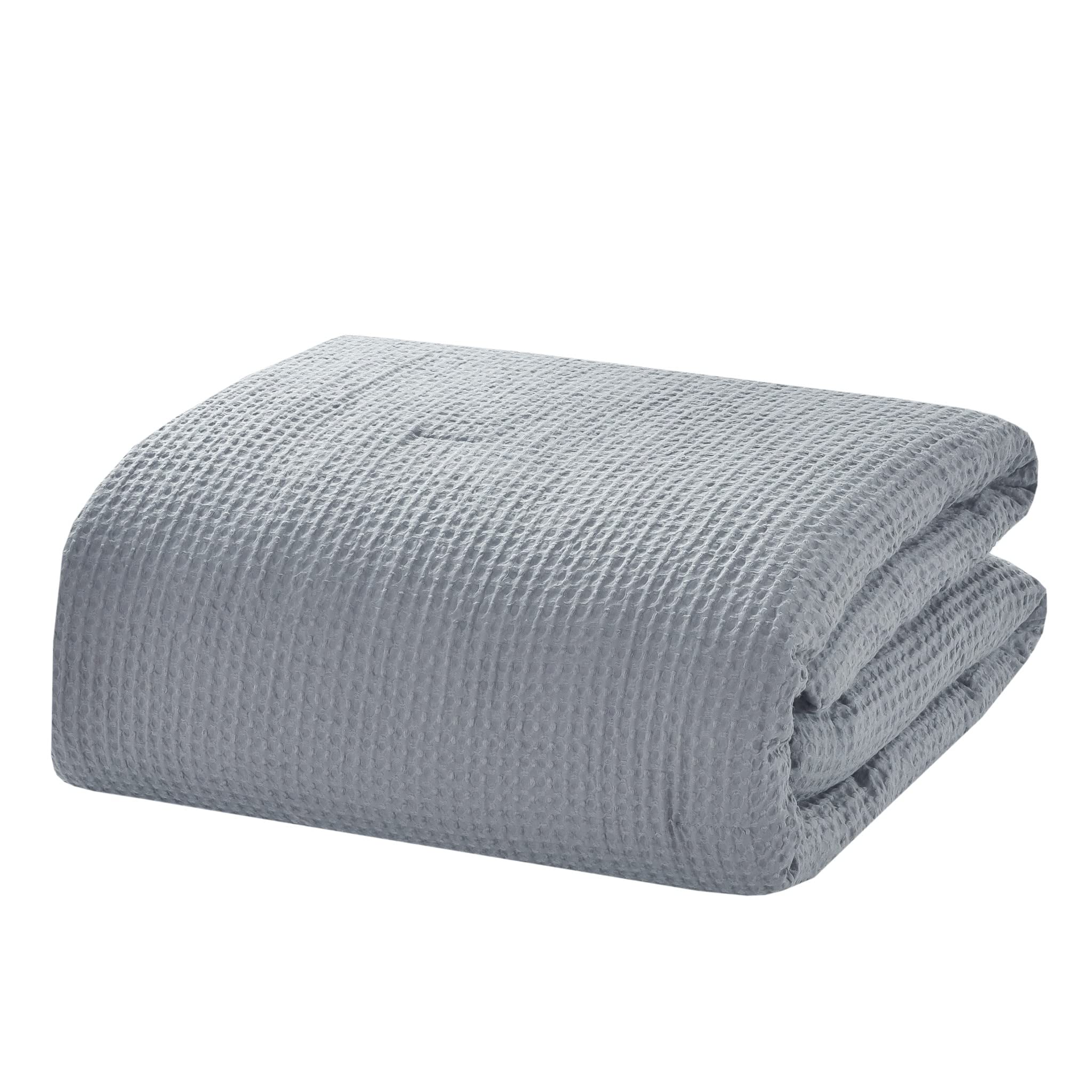 Chezmoi Collection Wilmer 3-Piece Waffle Weave Comforter Set - Ultra Soft & Breathable All-Season Bedding for King Size Beds in Gray - Perfect for Master Bedrooms, Guest Rooms & Cozy Winter Nights