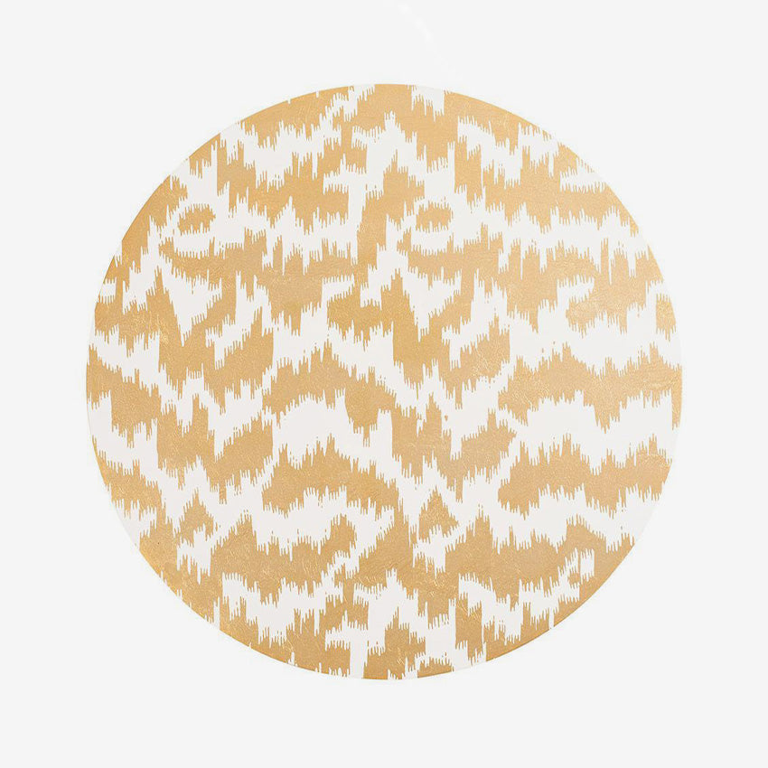 Caspari Modern Moire Gold Round Placemat Set - Elegant Table Setting for Dining, Parties & Home Decor