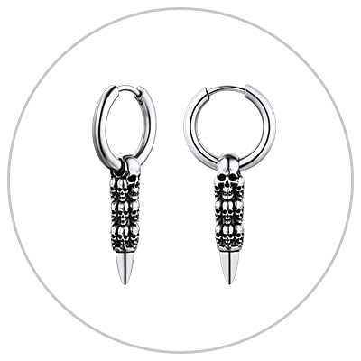 Bullet Skull Hoops-steel