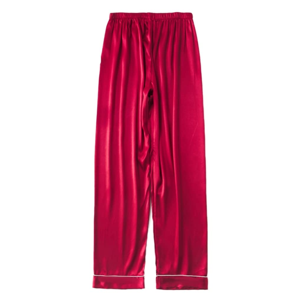 Premium Men's Silk Satin Pajama Set - Spring & Summer Sleepwear, Lounge Pants & Sleep Bottoms - Comfortable 3XL Size for Home Relaxation & Nighttime Comfort