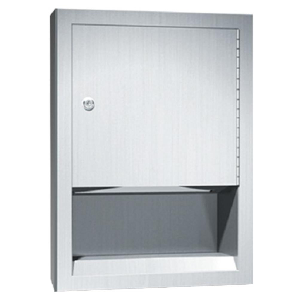 ASI 0457 Semi-Recessed Traditional Paper Towel Dispenser - Satin Finish for Restrooms, Kitchens & Commercial Use