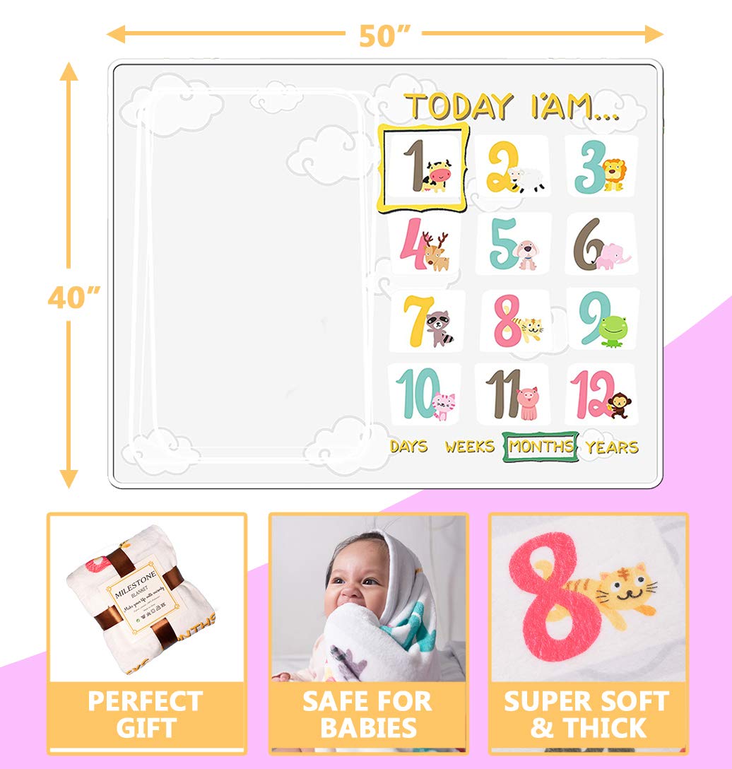 Premium Baby Blankets 50x40 - Soft Flannel Fleece for Swaddling & Photo Props - Gifts for Boys & Girls