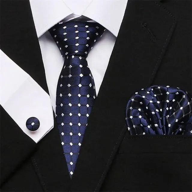 Premium Jacquard Woven Silk Necktie Set for Men - Elegant Formal & Business Attire - Perfect for Weddings, Office & Special Occasions