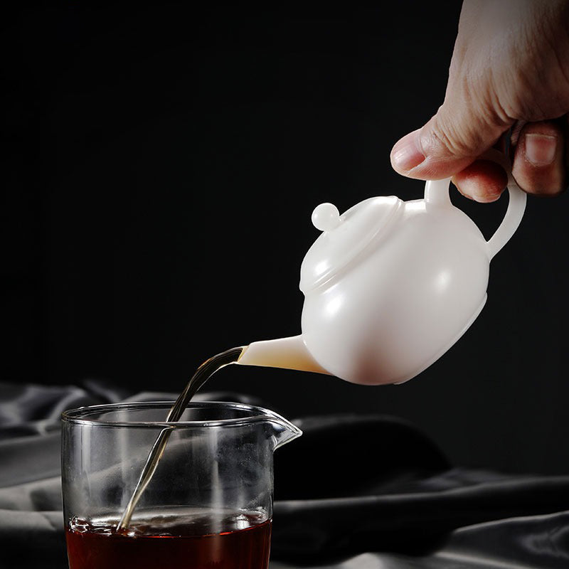 Premium White Porcelain Mini Teapot - 8oz Small Ceramic Teapot with Stainless Steel Infuser, Perfect for Loose Leaf Tea, Japanese Tea Ceremony, or Gift Giving - Elegant Home & Office Tea Accessories