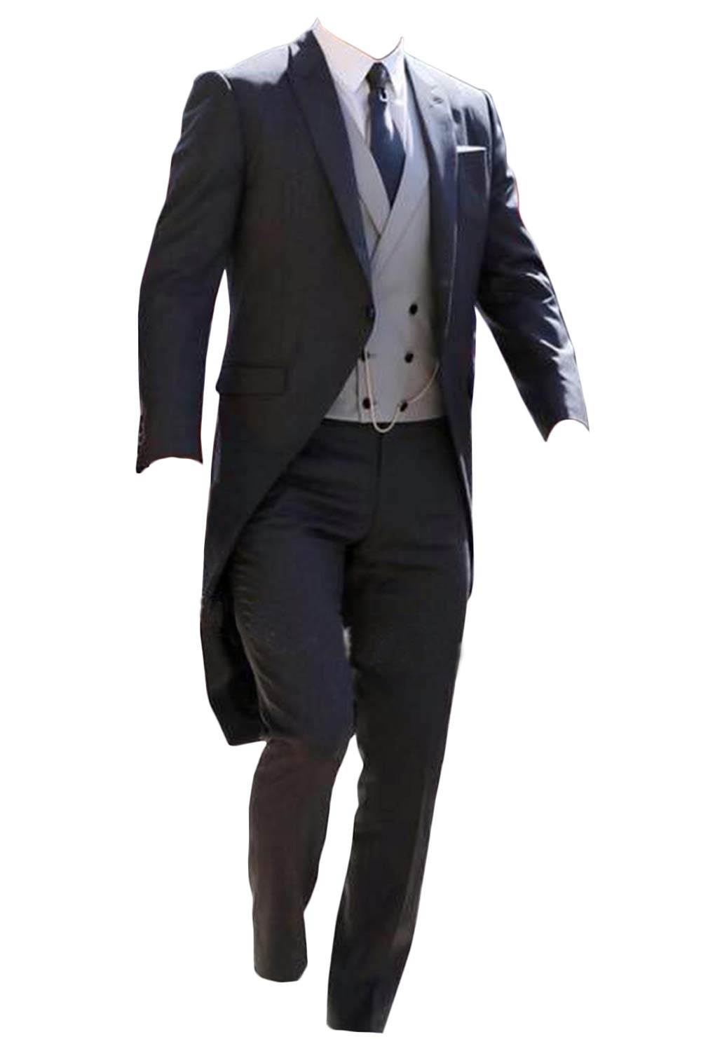 GATMSTZ Men's 3-Piece Tuxedo Suit Set - Formal Long Tail Coat, Double Breasted Vest & Pants for Weddings, Prom, Magic Shows & Special Occasions