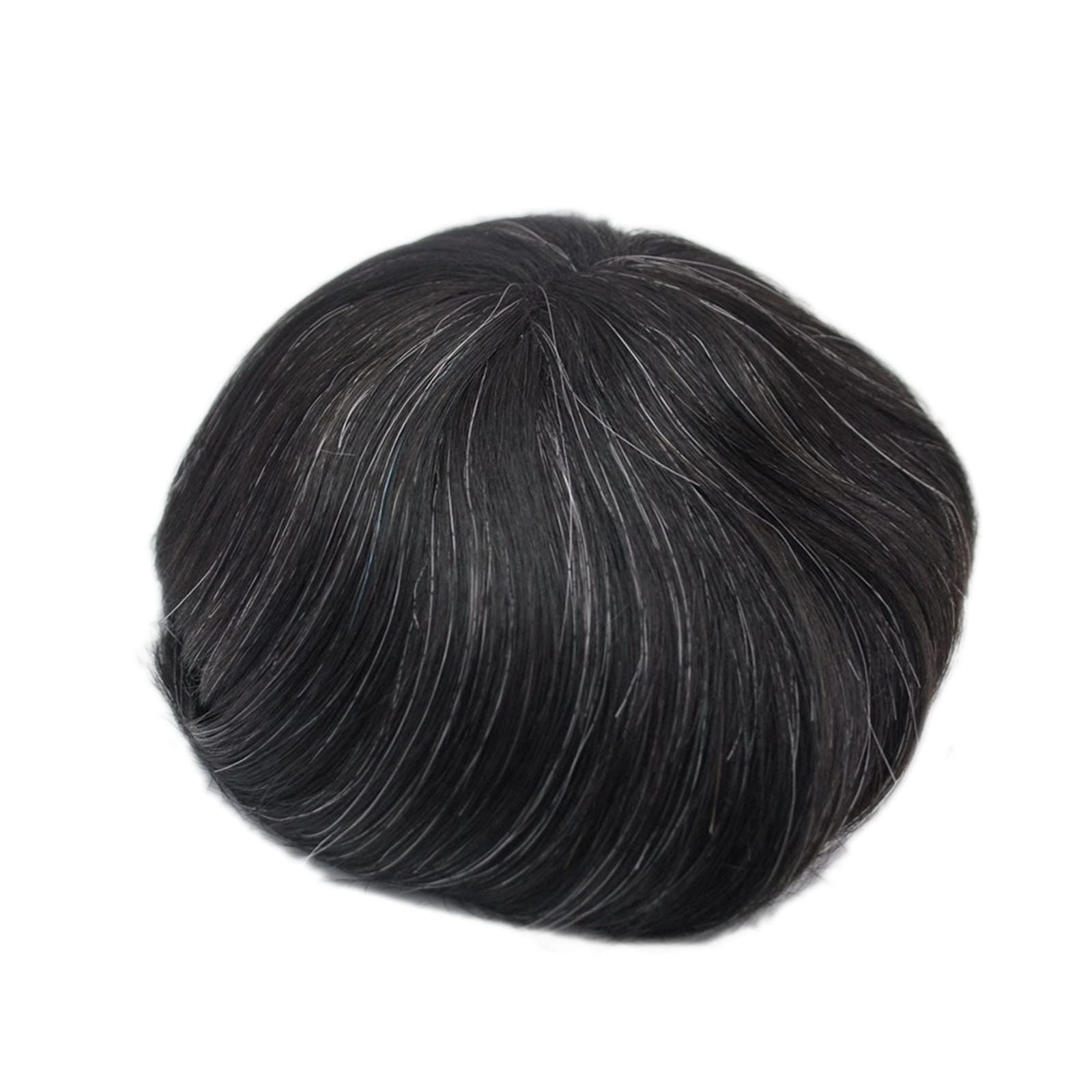 Natural Black Toupee for Men with 20% Grey Hair - PU Skin Hair System & Hair Patch for Thinning Hair - Perfect for Daily Wear, Parties & Special Occasions
