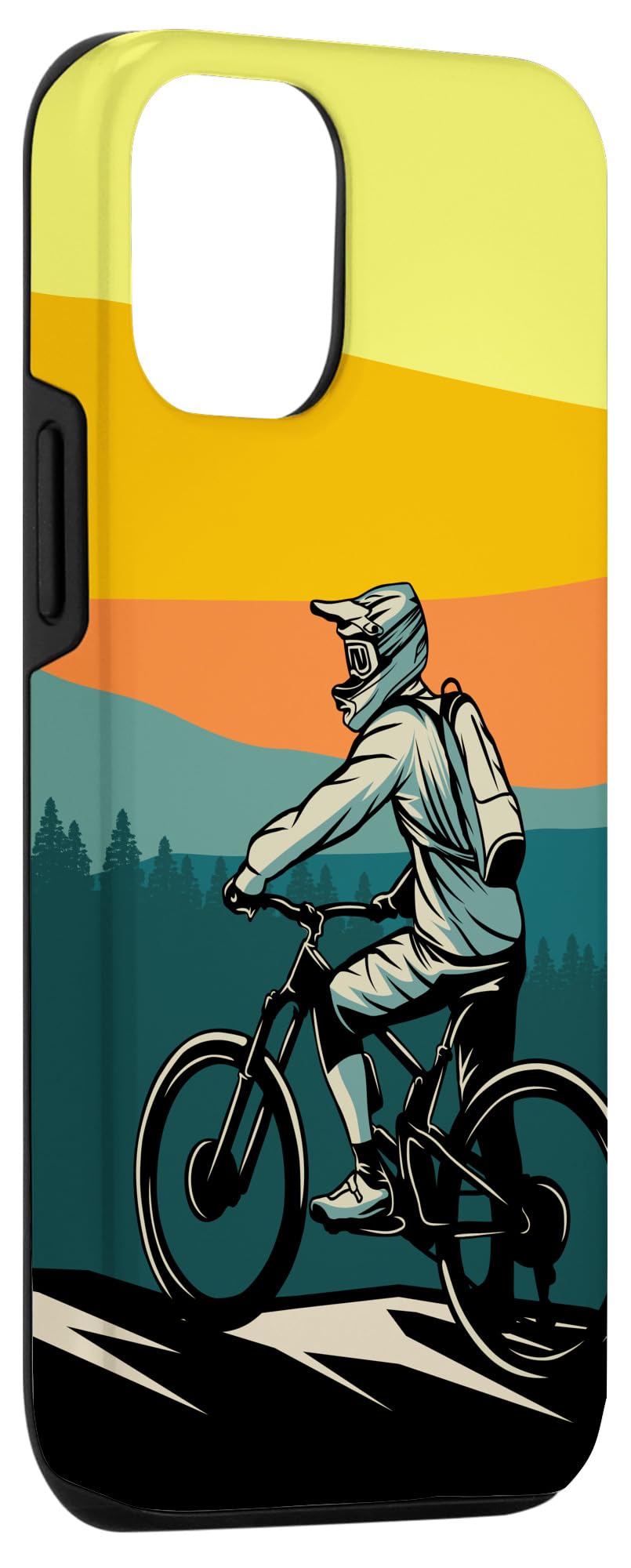 iPhone 12/12 Pro Shockproof Case - Retro Mountain Bike Design Protective Cover for Downhill Biking & Outdoor Adventures