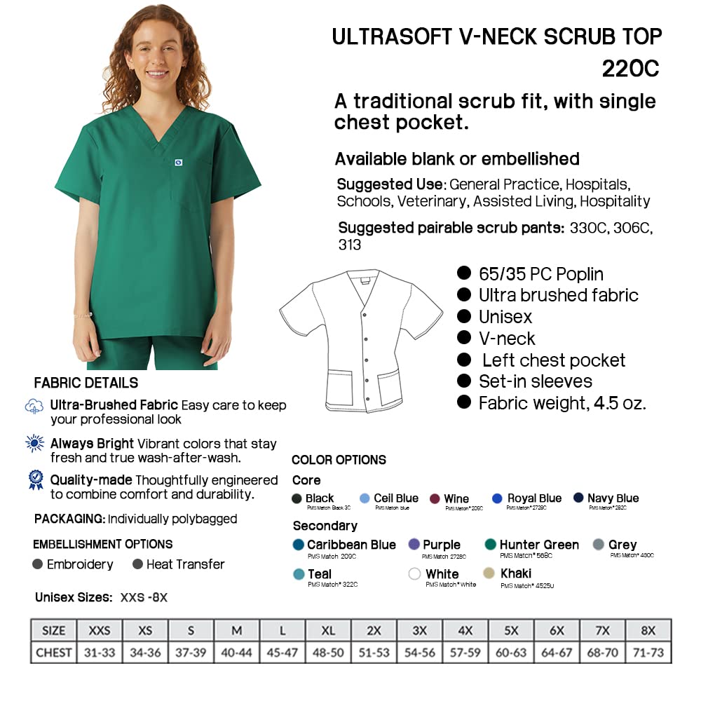 Unisex V-Neck Scrub Top for Doctors & Nurses - Comfortable Medical Workwear for Hospital, Lab & Yoga | Perfect for Healthcare Professionals & Clinical Settings