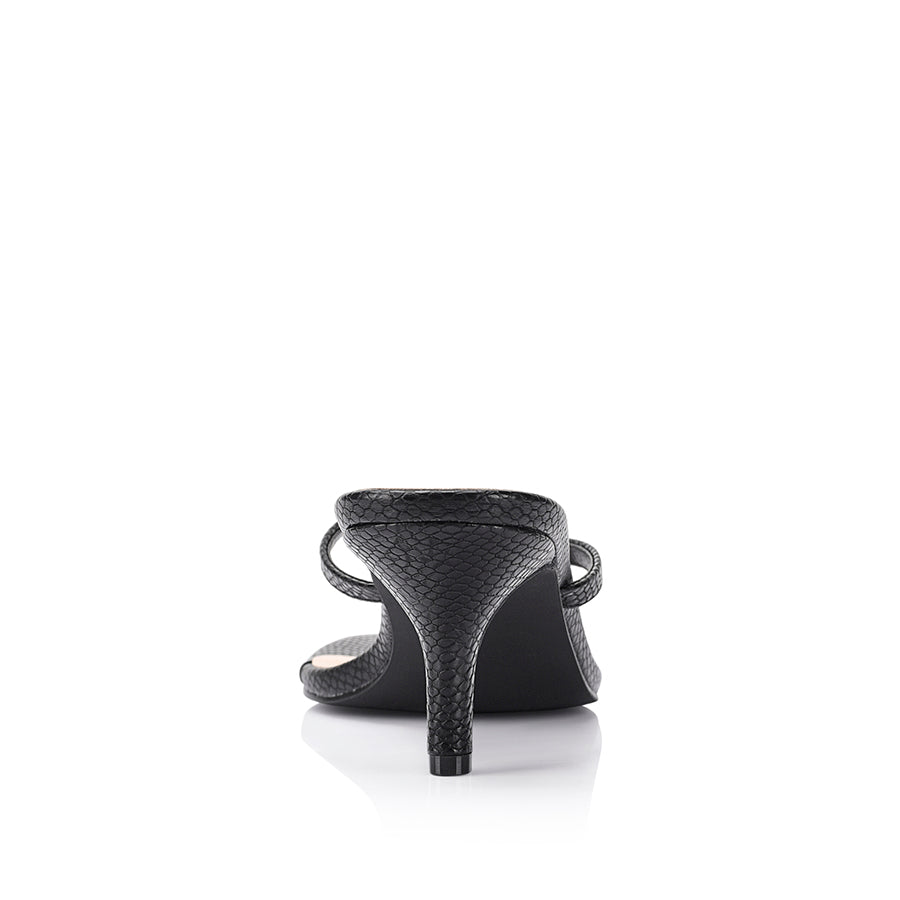 Taytum Black Snake Heeled Thongs for Women - Stylish Sandals for Summer, Parties & Date Nights