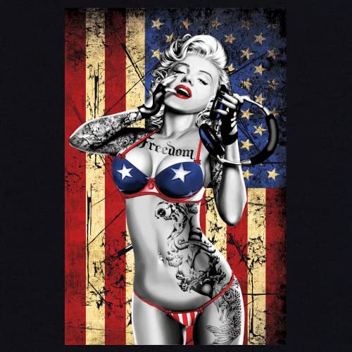 Marilyn Hollywood Glamour Legend Starlet American Flag T-Shirt - Vintage Retro Patriotic Graphic Tee for Men & Women | Casual Wear, Street Style, Costume Party