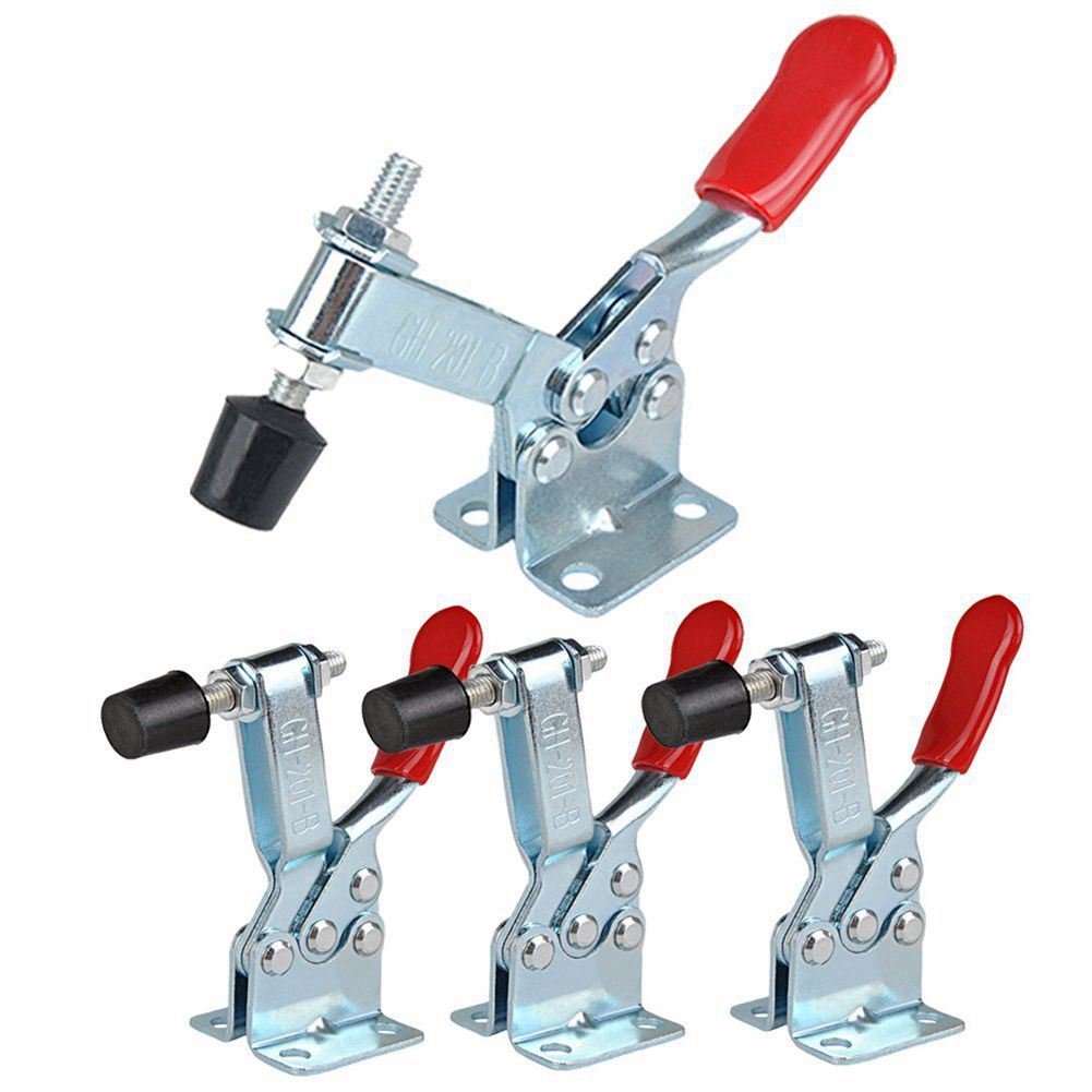 Ochoos EASY-4Pcs Horizontal Toggle Clamp 201B - Quick Release Anti-Slip Red Hand Tool for Woodworking, Metalworking & DIY Projects