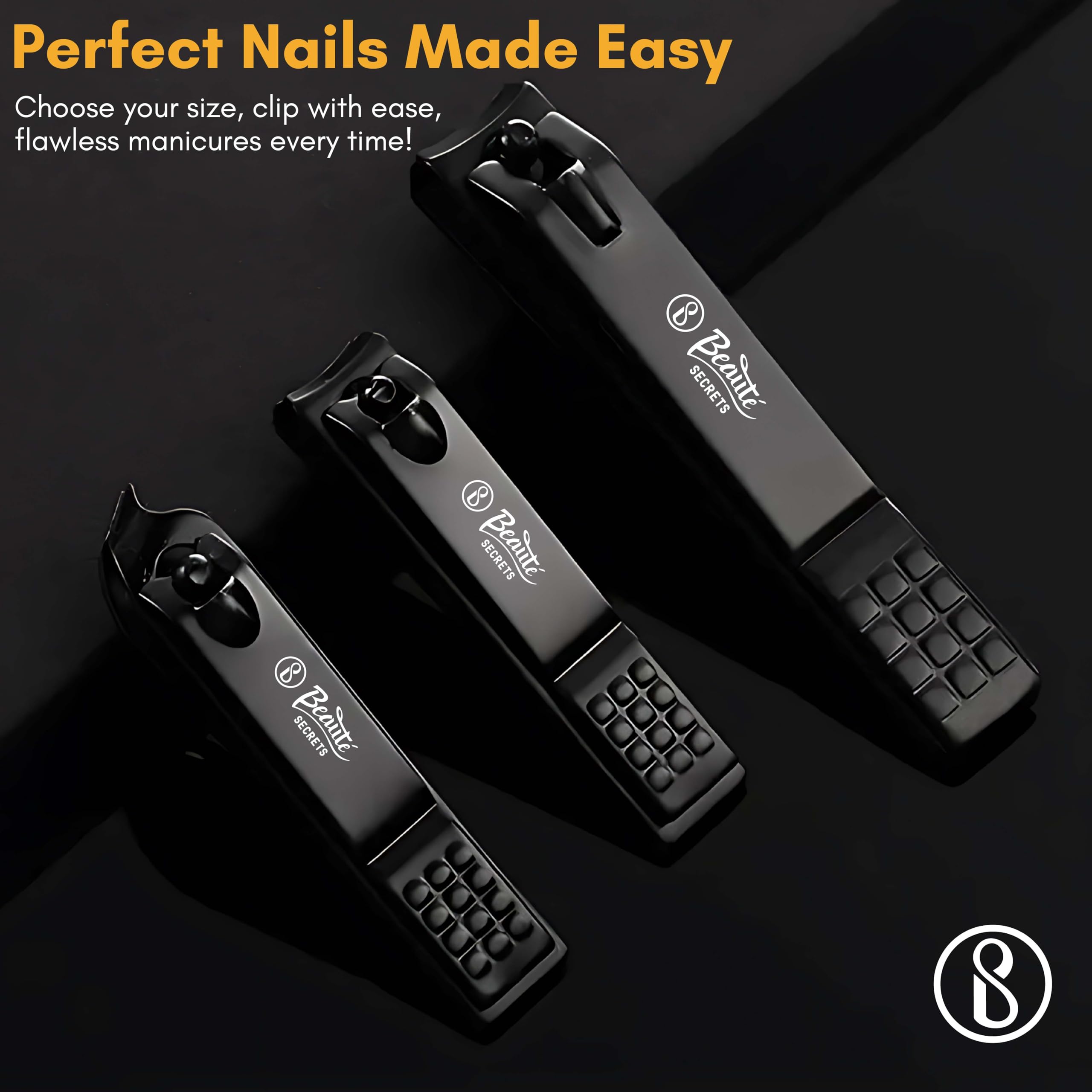Beauté Secrets Professional Manicure Set - Stainless Steel Nail Clippers & Scissors, Acne Needle & Blackhead Remover Tools with Leather Travel Case (Grey/Yellow) - Perfect for Home Grooming, Travel & Salon Use
