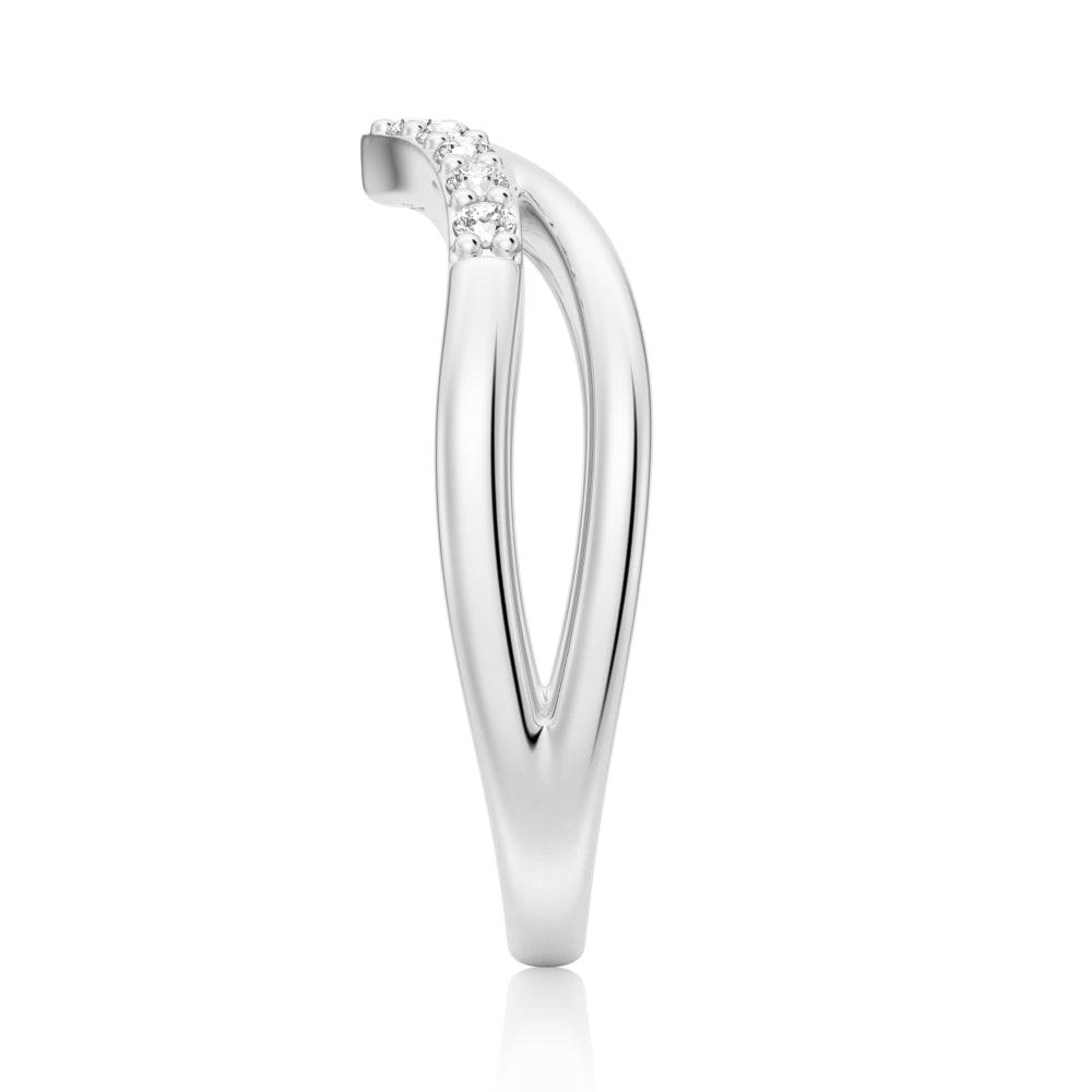 Double Row Curved Crossover Contour Wedding Band Ring for Women - Elegant Stackable Bridal Jewelry for Engagement, Anniversary & Special Occasions