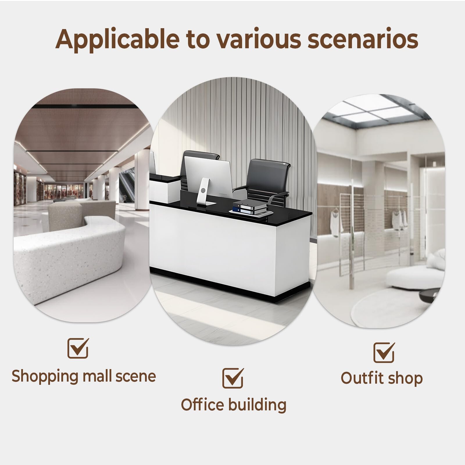 Modern Wooden Reception Desk with Counter & Lockable Storage Drawers, Office Front Desk with Keyboard Tray - 70.87