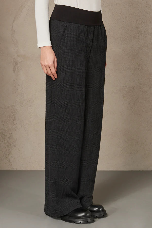 Stylish Checked Palazzo Pants for Women - Anthracite Grey Wide Leg Trousers | Comfortable Office Wear & Casual Outfits