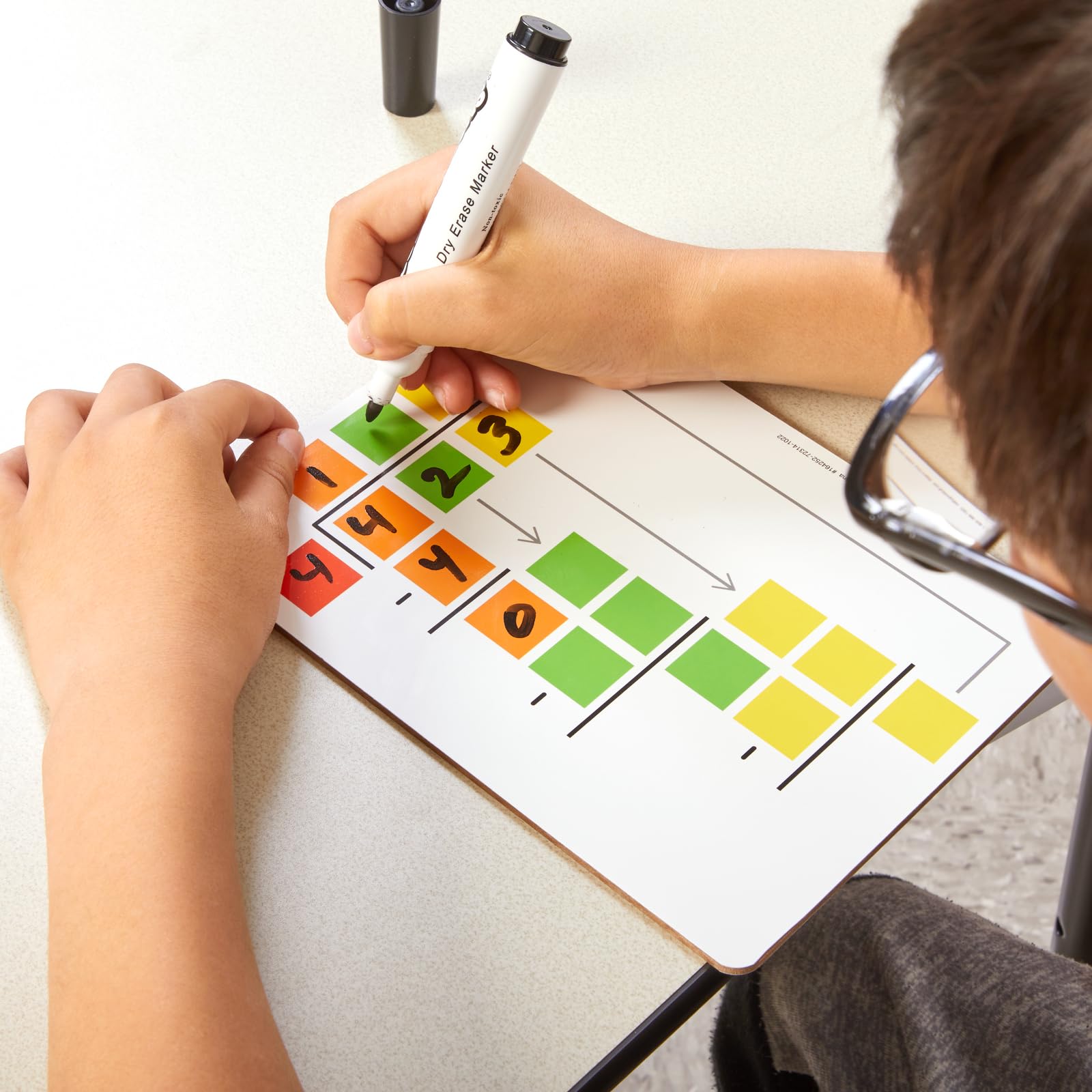 Beginning Long Division Dry-Erase Boards - Set of 6 Reusable Math Practice Boards for Elementary Students - Perfect for Classroom Learning & Homeschool Math Activities