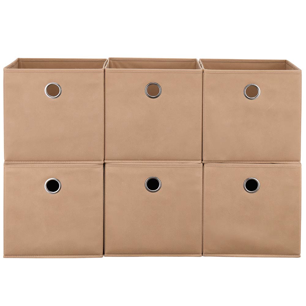 Brown Collapsible Fabric Storage Cubes 11x11x11 Inch - Foldable Decorative Bins for Closet, Shelves & Drawer Organizers | Perfect for Home, Office & Kids Room Organization