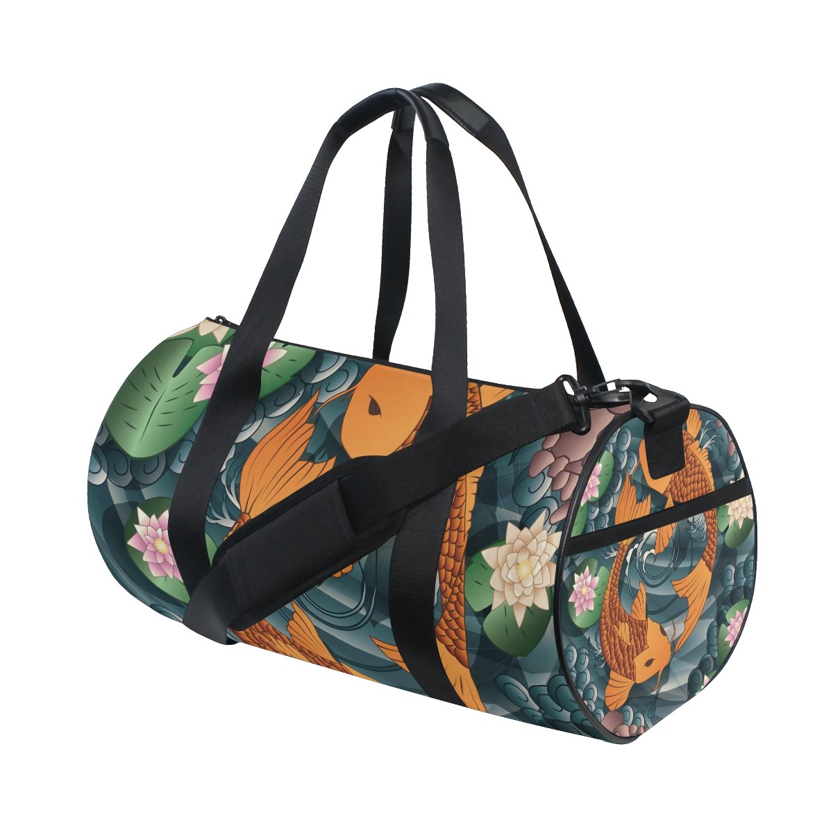 Japanese Koi Fish Print Travel Duffel Bag - Waterproof Gym Shoulder Bag for Men & Women - Perfect for Sports, Fitness, Yoga, and Weekend Getaways