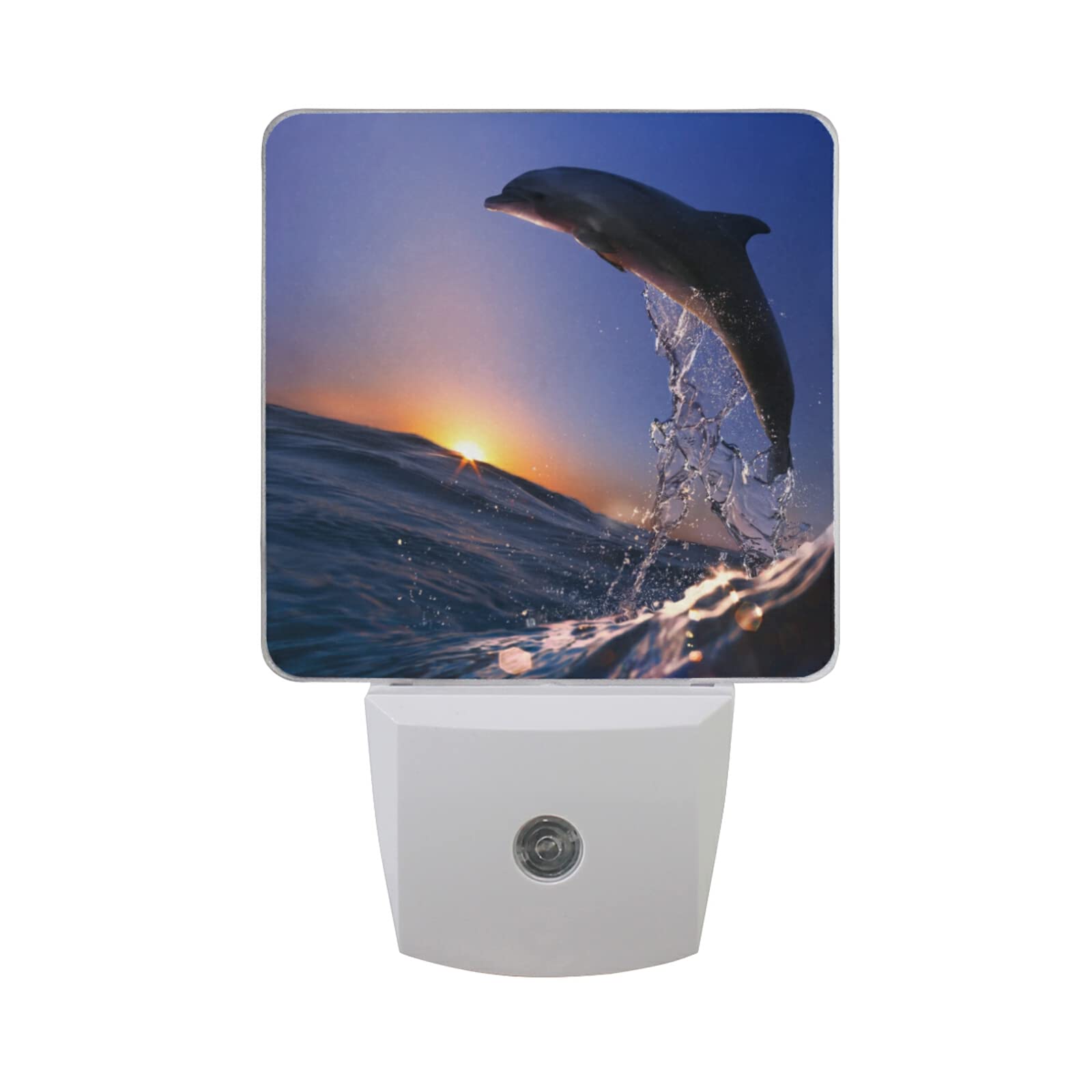 ALAZA Ocean Dolphin Night Light Plug in - Set of 2 Auto Sensor LED Nightlights with Dusk to Dawn Sensor - Perfect for Kids Bedroom, Bathroom, Kitchen, Hallway & Stairs - Decorative Night Lamp for Safe Navigation & Cozy Ambiance
