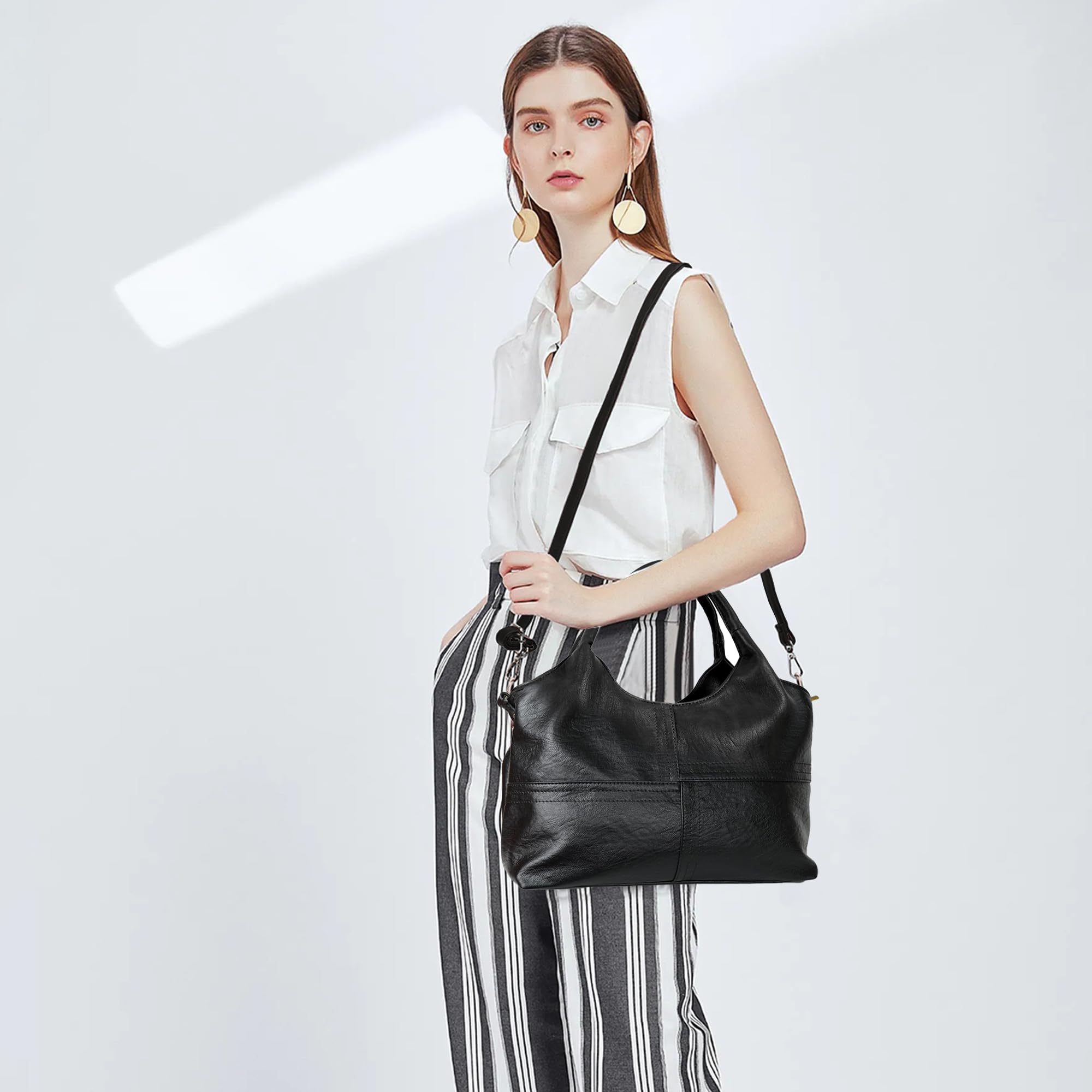 KOGTLA Women's Vegan Leather Shoulder Bag - Top Handle Crossbody Tote Satchel Hobo Purse for Work, Travel & Everyday Use