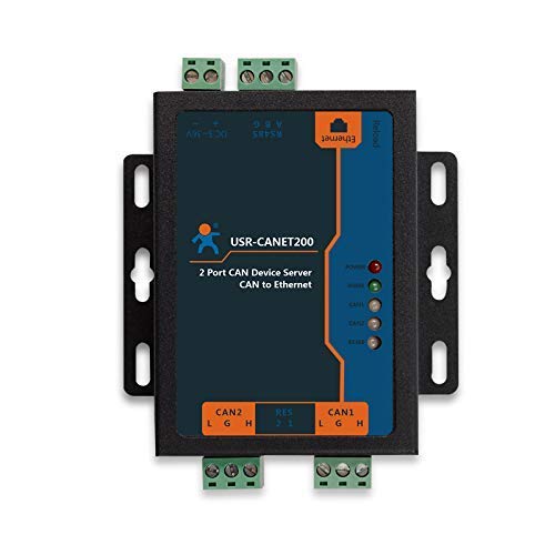 USR-CANET200 Industrial CAN to Ethernet Converter - Supports CAN to Ethernet, CAN to RS485, Ethernet to RS485 - Ideal for Factory Automation, Vehicle Diagnostics & Industrial Control Systems