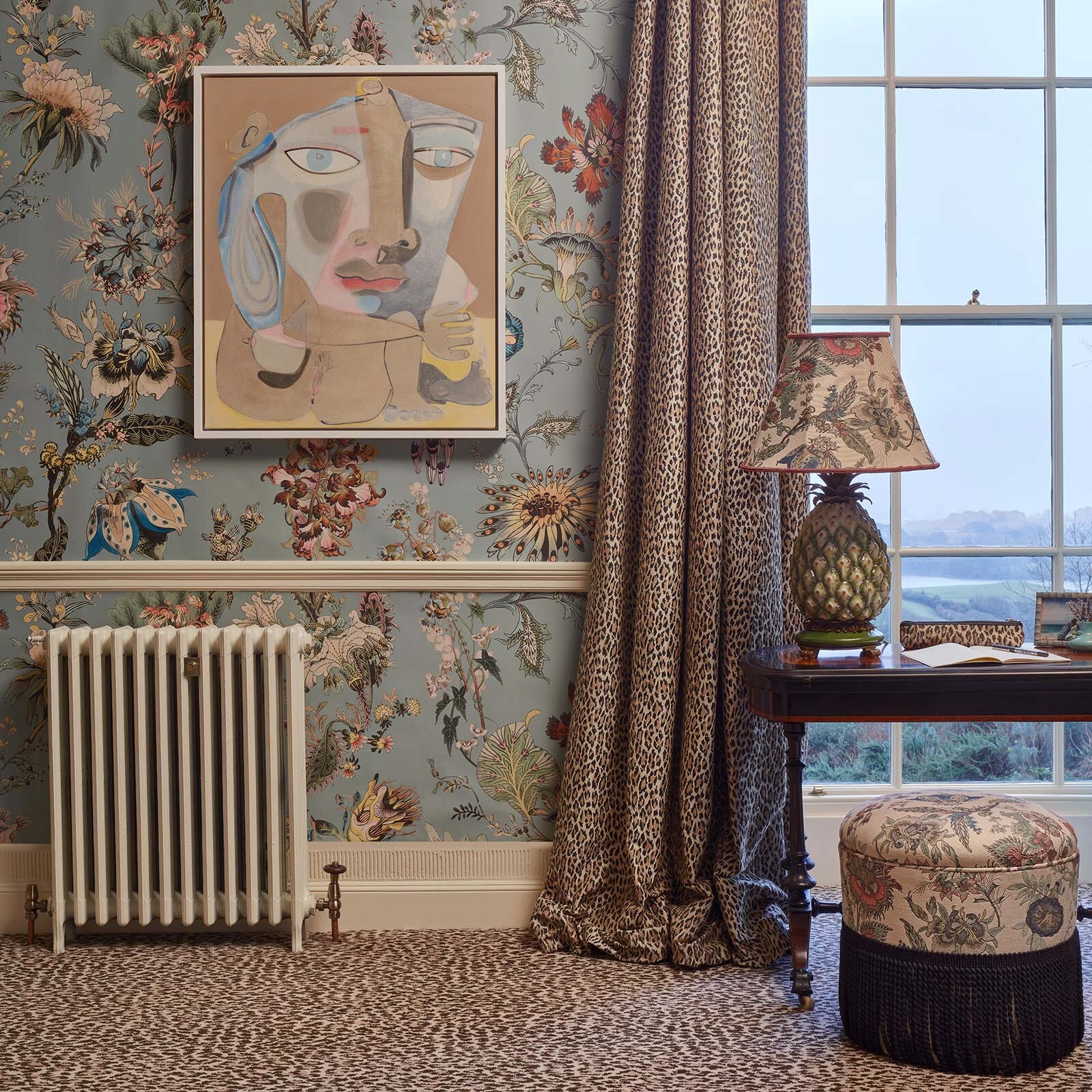 FLORA FANTASIA Sky Blue Wallpaper - Peel and Stick Removable Wallpaper for Bedroom, Living Room, Nursery Decor