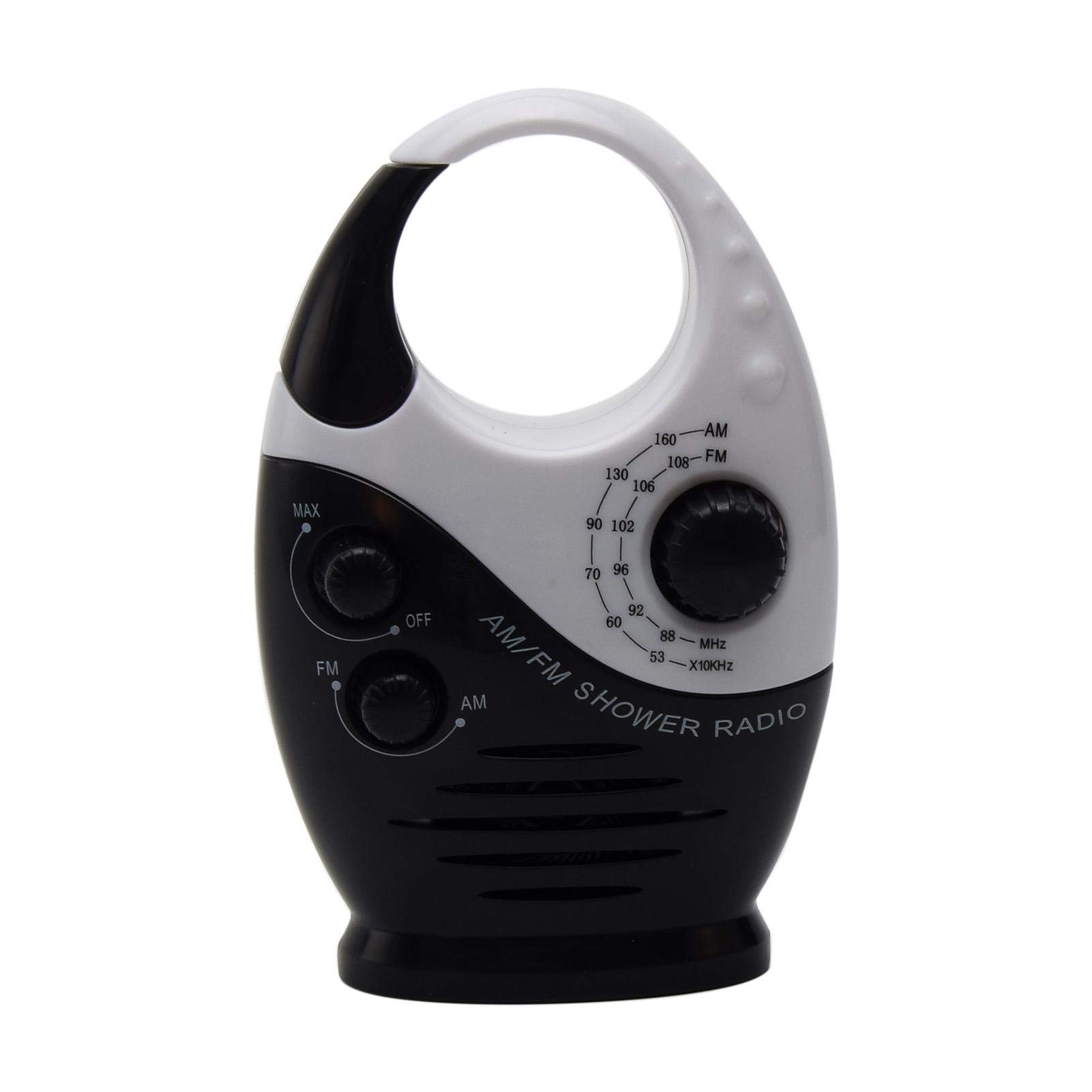 IPX4 Waterproof Shower Radio - Wireless Portable Bluetooth Speaker with AM/FM Radio, Rechargeable Battery - Perfect for Shower, Pool, Beach, Hiking, Camping & Outdoor Activities (Black)