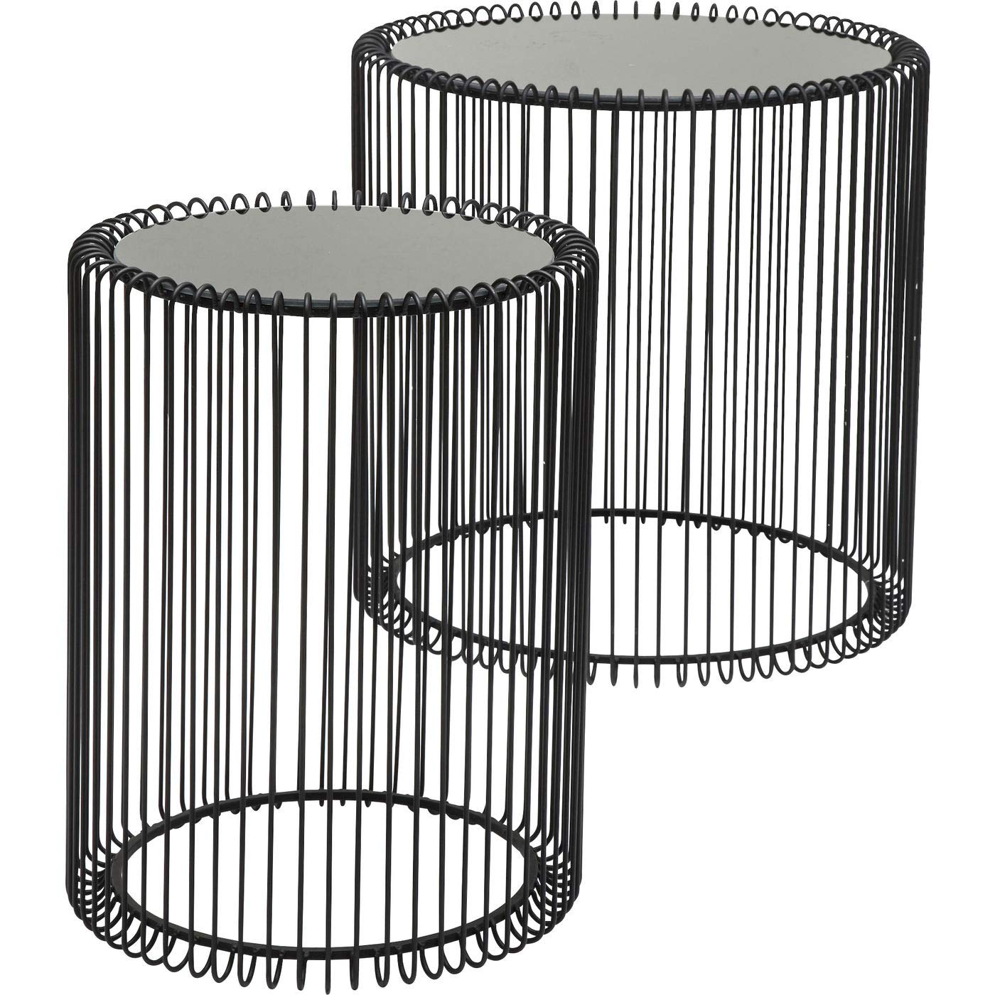 Modern Wire Side Table Set of 2 - Black Round End Tables Ø44cm - Perfect for Living Room, Bedroom, or Office Accent Furniture