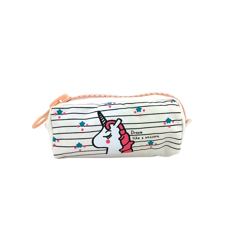 Large Unicorn Canvas Pencil Case with Zipper - Perfect for School, Office & Art Supplies Storage