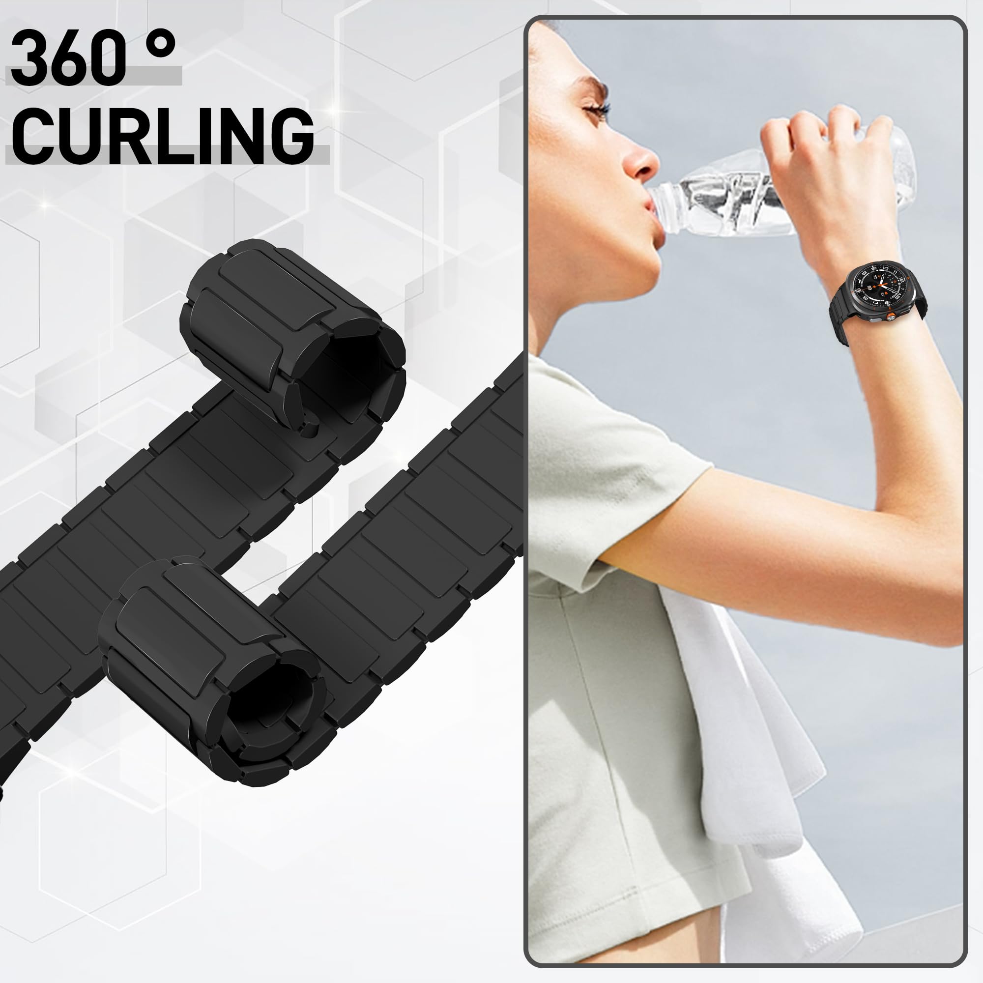 Premium Magnetic Silicone Replacement Strap for Samsung Galaxy Watch Ultra 47mm - Adjustable Durable Watch Band for Men & Women - Perfect for Workouts, Running & Everyday Wear