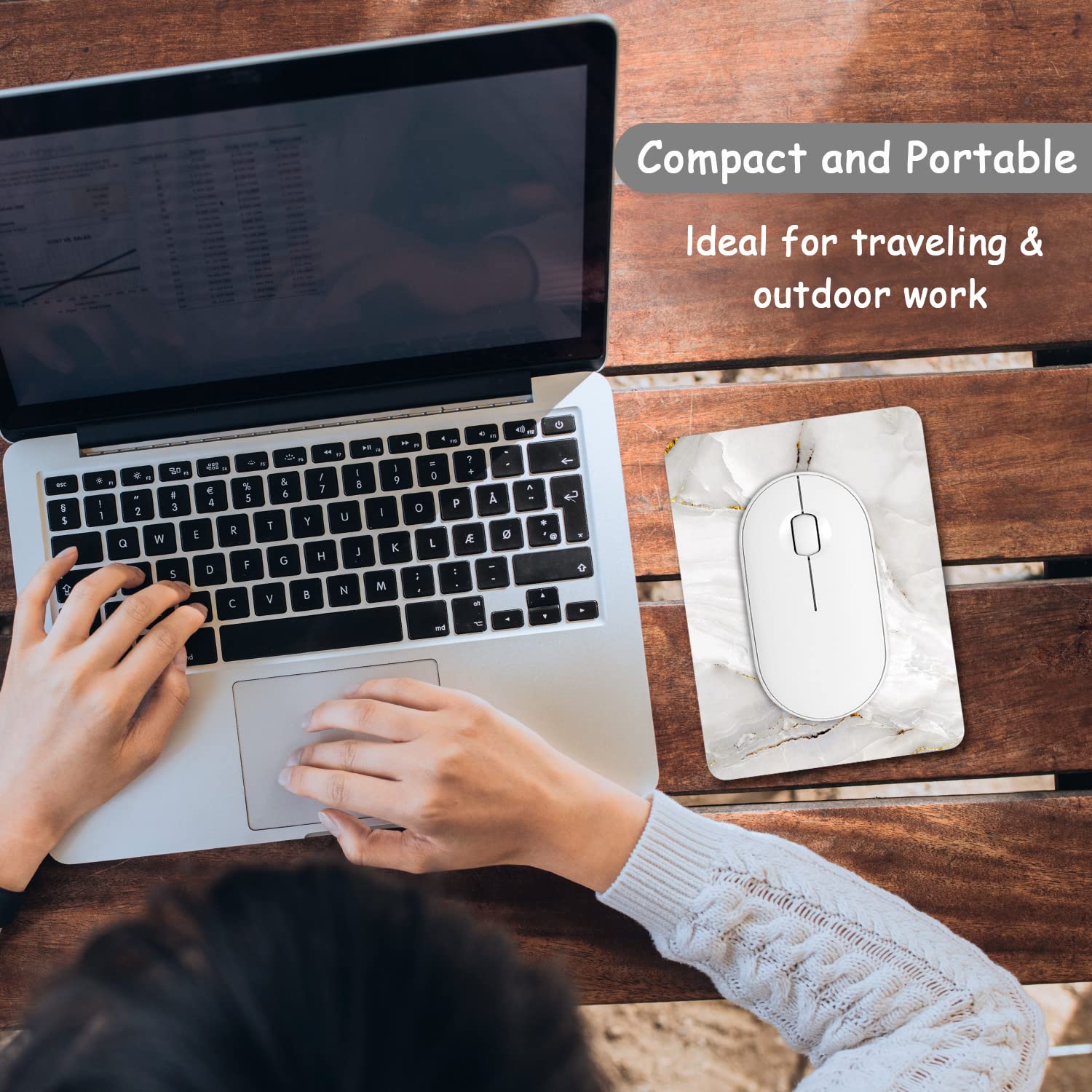Dapesuom Small Mouse Pad 6 x 8 Inch - Mini Non-Slip Rubber Base Waterproof Mouse Mat for Wireless Mouse & Laptop - Cute White Marble Design for Women & Men - Perfect for Home Office, Gaming & Travel Use