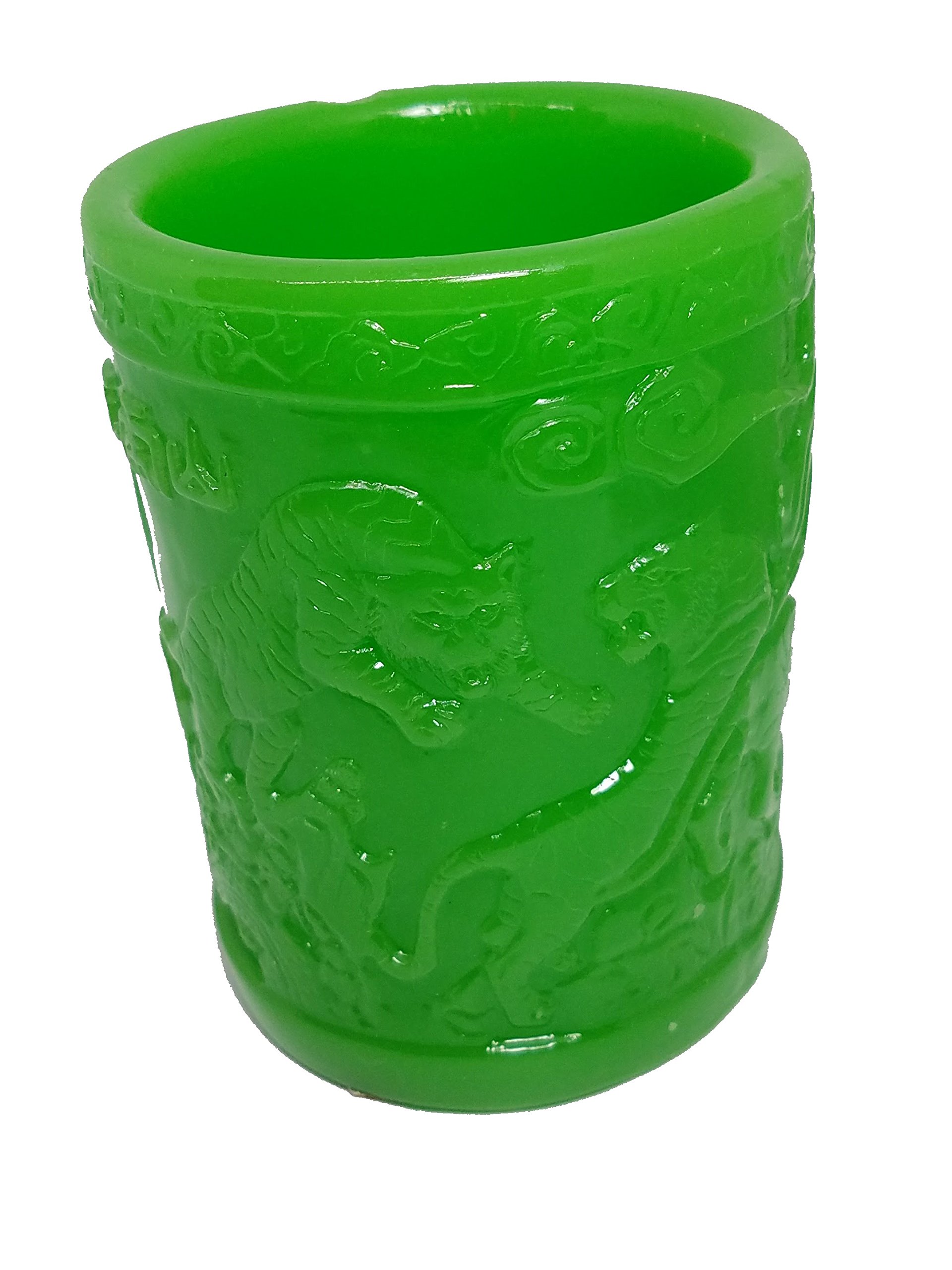 Elegant Green Faux Jade Bamboo Vase & Pen Holder with Dragon or Tiger Design - Perfect for Home Office Decor, Zen Meditation Spaces & Feng Shui Arrangements