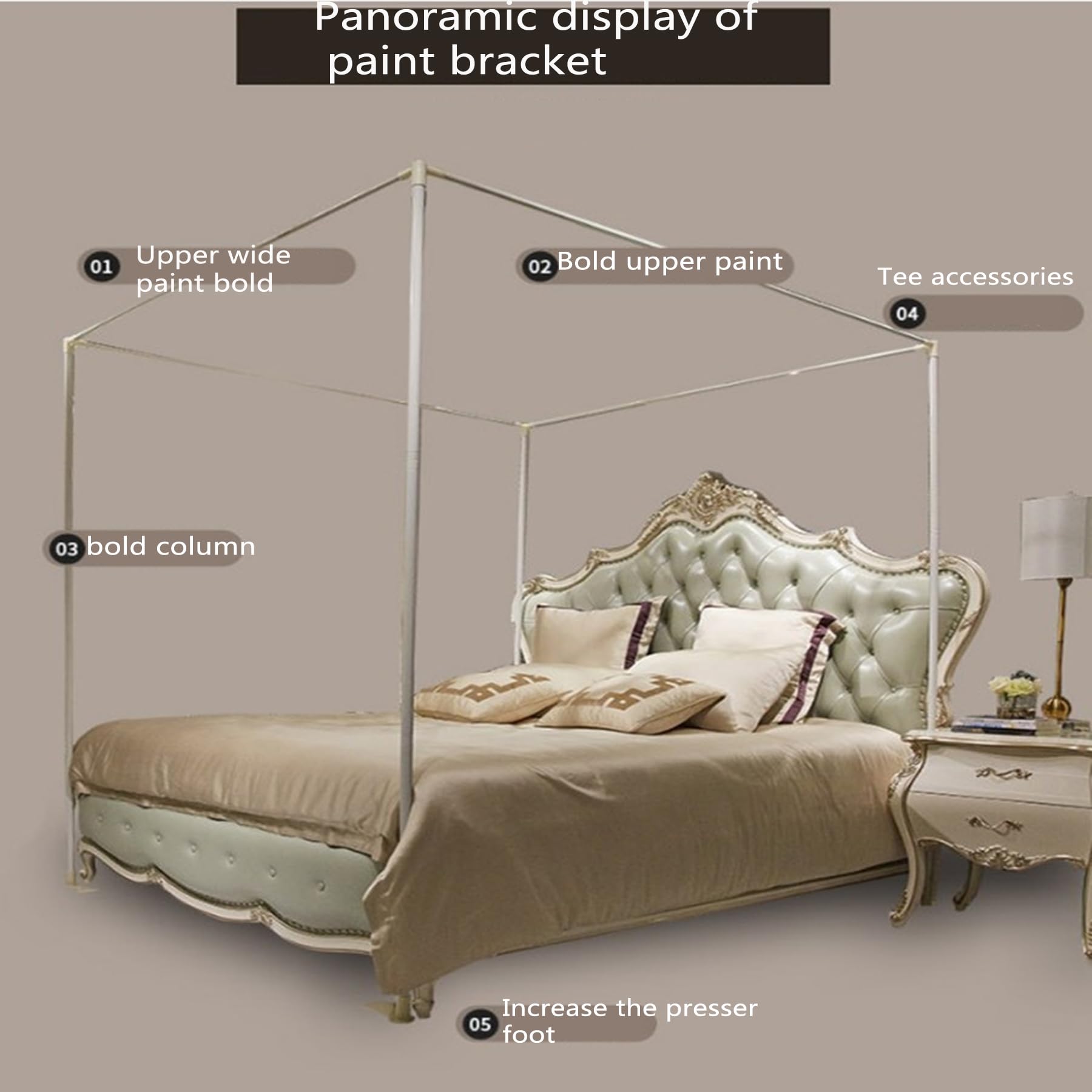Green Metal Canopy Bed Frame Posts - 4 Corner Queen Size Bed Poles for Four-Poster Beds & Curtains | Perfect for Bedroom Decor, Romantic Setting, and DIY Canopy Projects
