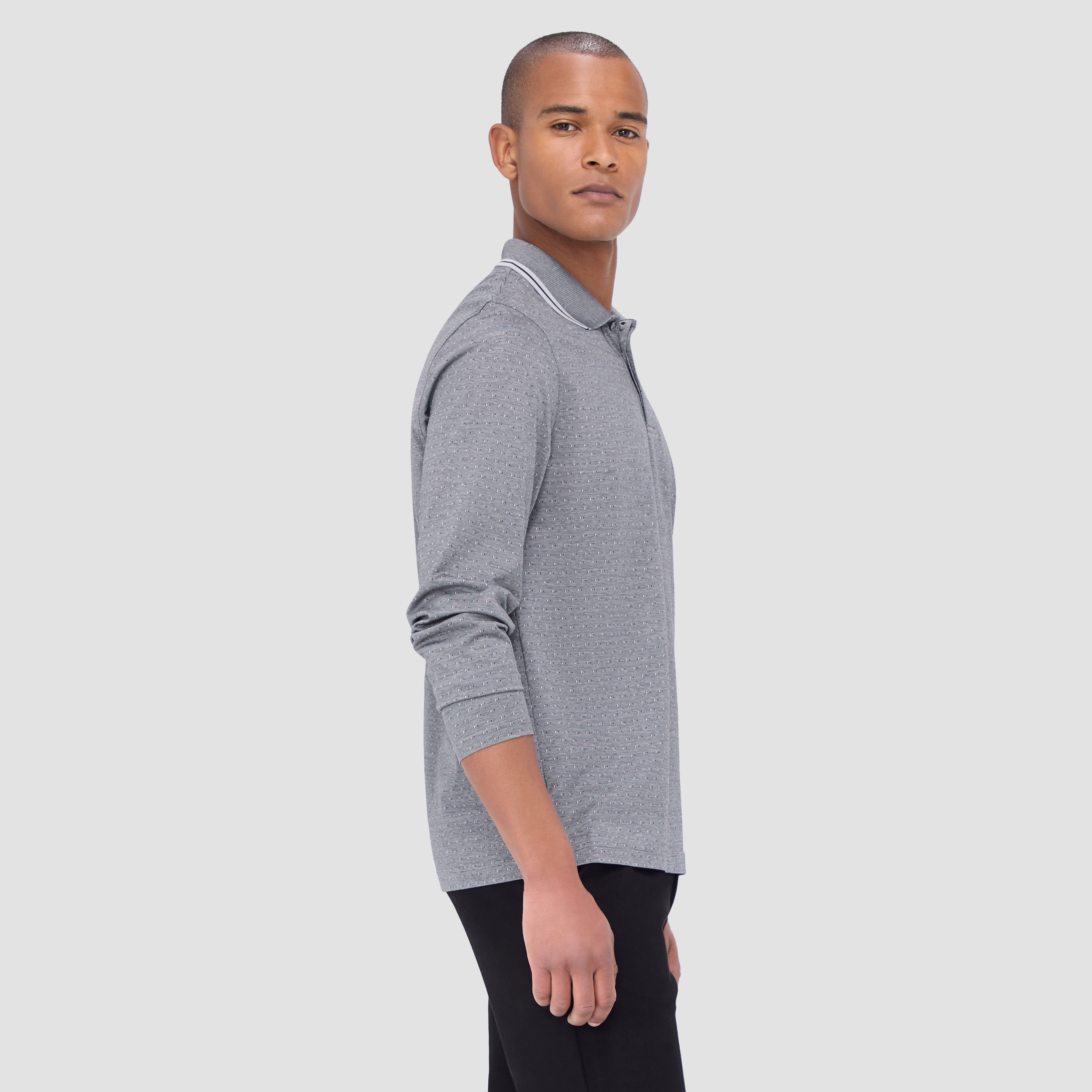 Premium Jacquard Long Sleeve Polo Shirt for Men - Breathable & Stylish Casual Wear - Perfect for Office, Golf & Outdoor Activities