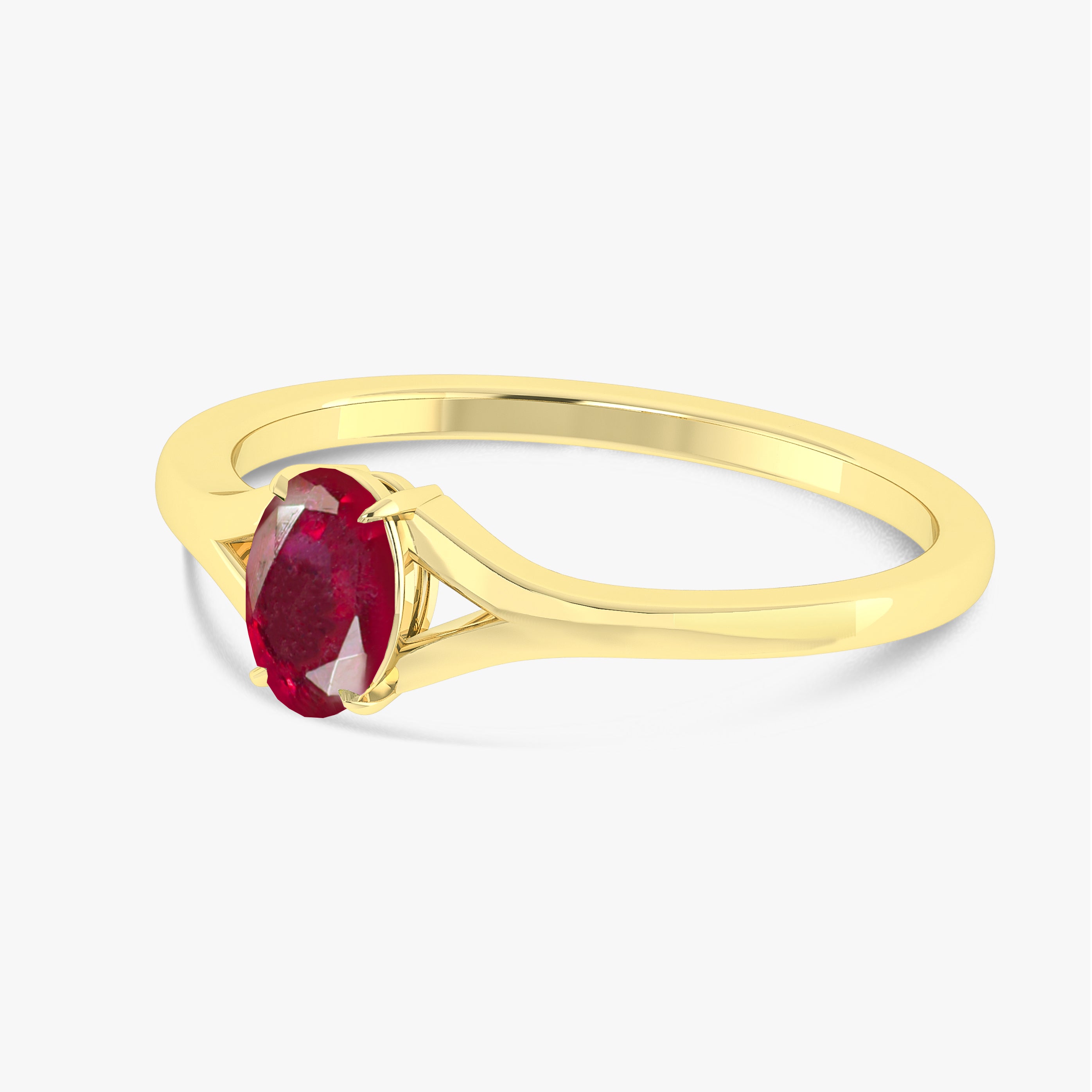 Natural Oval Faceted Red Ruby Ring for Women - Genuine Gemstone Jewelry Gift for Anniversary, Engagement & Special Occasions