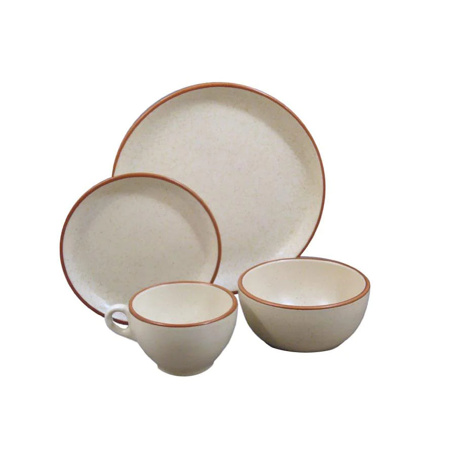 16-Piece Beige & Brown Dinnerware Set - Della Terra Stoneware Collection | Elegant Tableware for Everyday Dining & Entertaining
