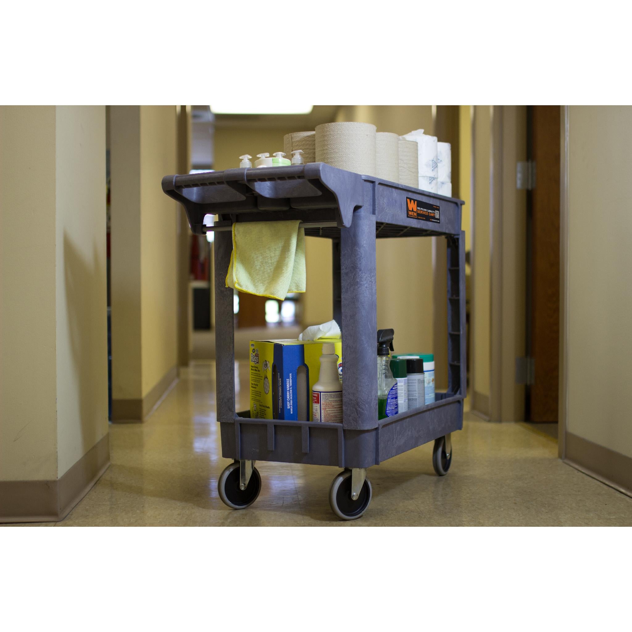 WEN 73002 Heavy Duty 500 lb Capacity 40x17 Inch Utility Service Cart - Perfect for Warehouse, Workshop & Home Organization