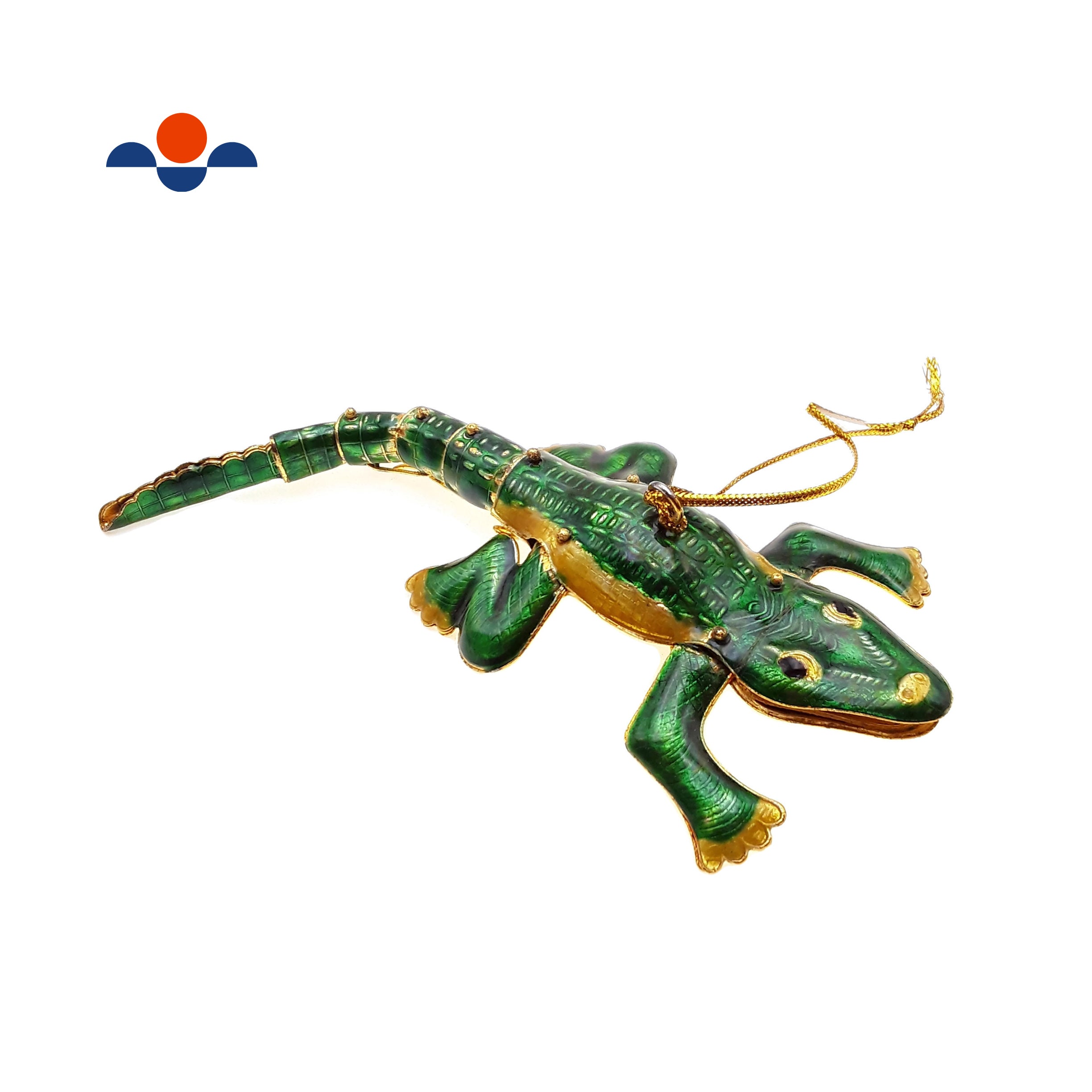 Handmade Cloisonne Christmas Tree Ornament - 6 Inch Wiggling Alligator Decoration for Holiday Home Decor | Perfect for Xmas Tree, Gift Exchange & Festive Party Decorations