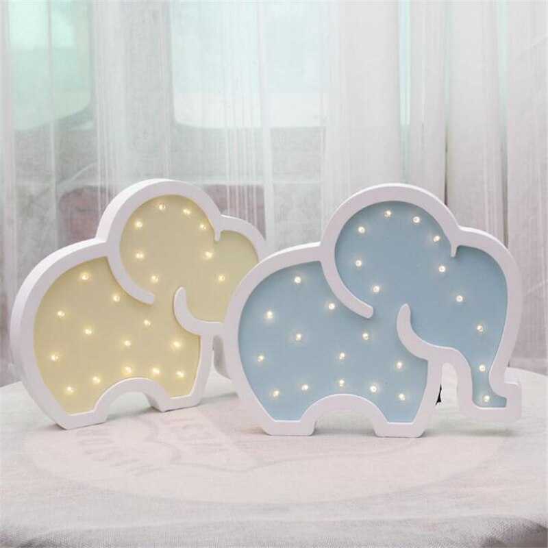 Wooden Baby Elephant LED Night Light - Cute Nursery Lamp for Kids' Bedroom, Perfect for Bedtime Stories & Nighttime Comfort