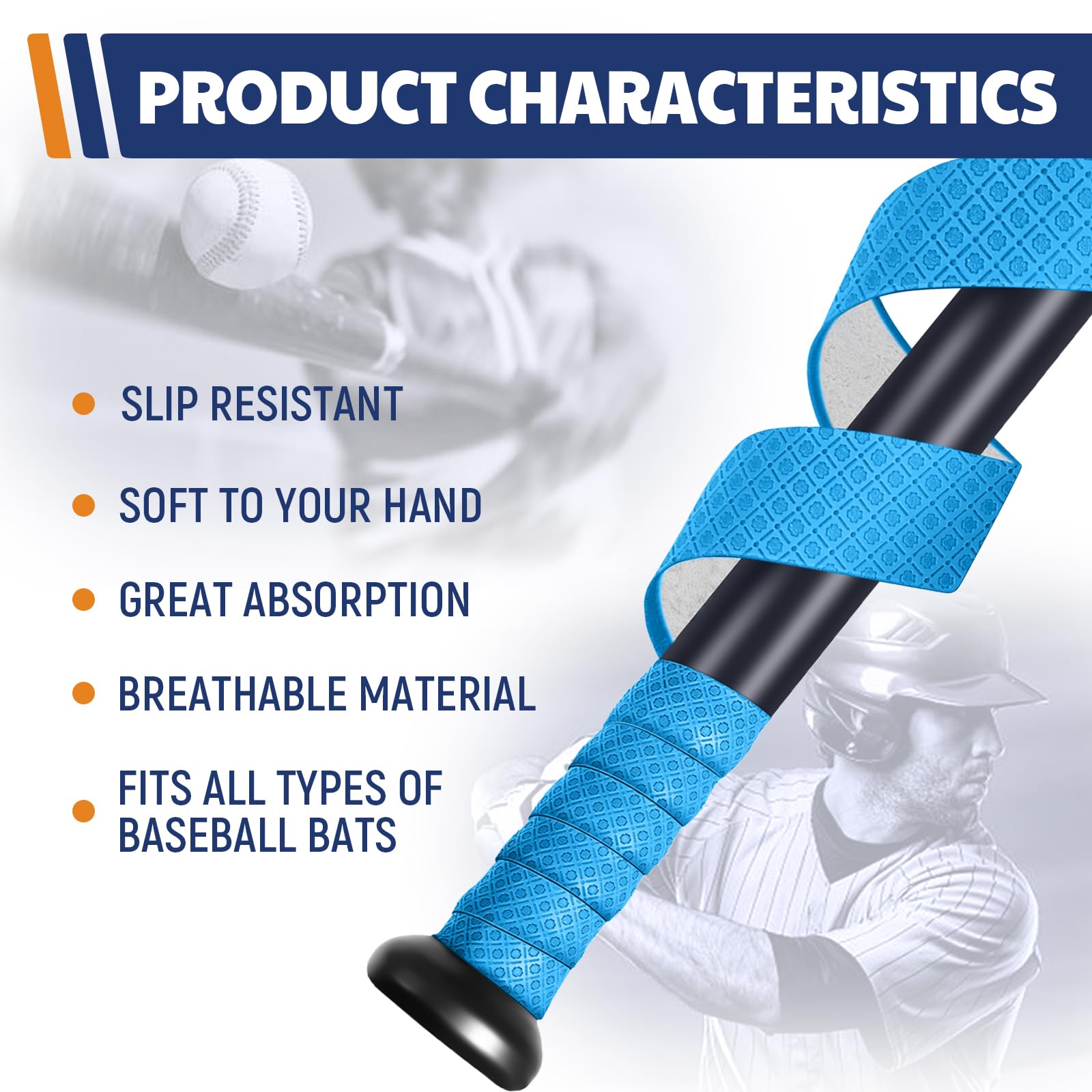 JAYA Bat Grip Tape - 1.2mm Anti-Slip Baseball Bat Handle Wrap with Full Adhesive Back (Set of 2) - Professional Batting Tape for Baseball, Softball & Cricket | Perfect for Enhanced Grip and Control During Games & Practice