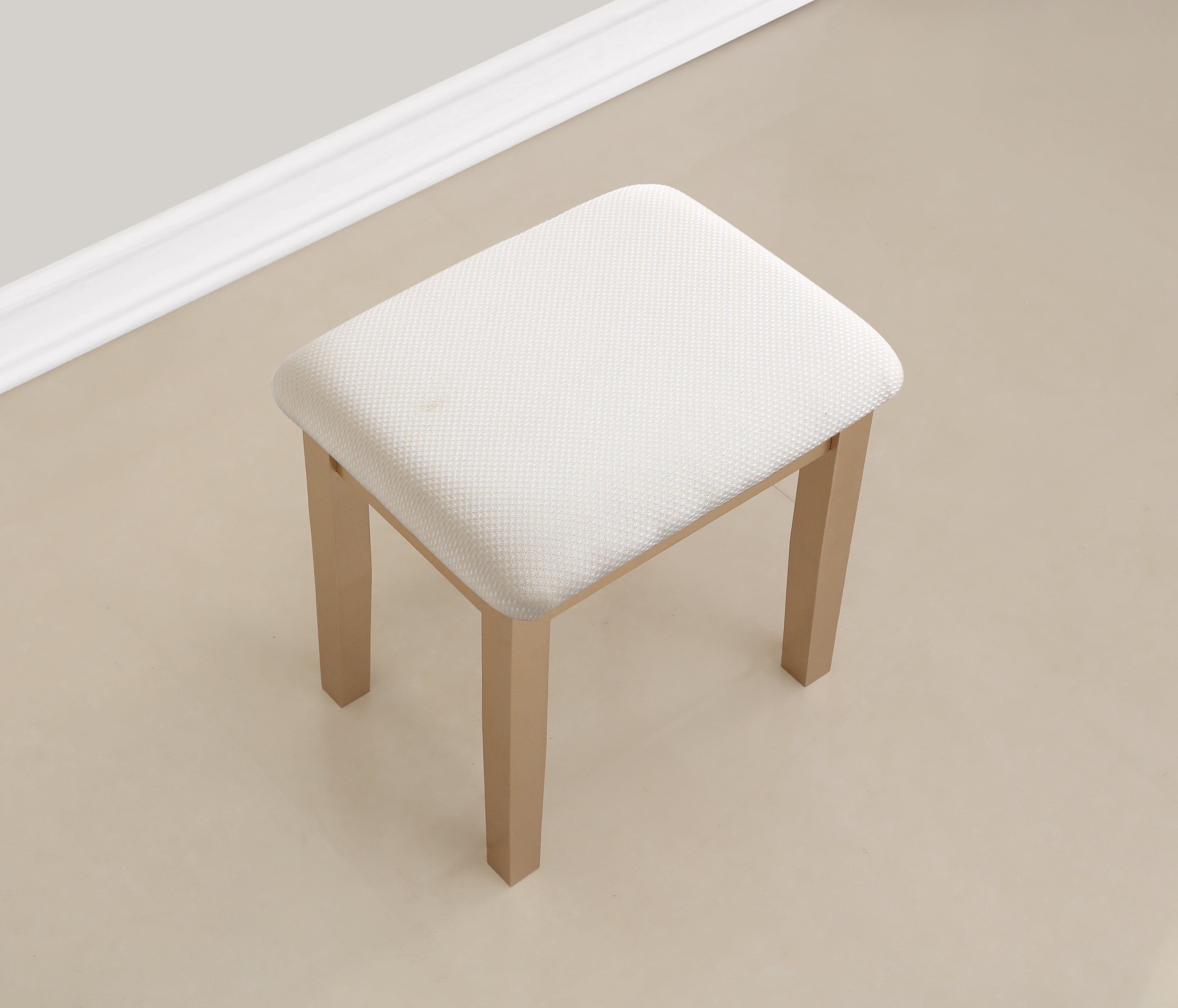 Roundhill Furniture Moniya Wood Makeup Vanity Table with Stool Set - Elegant Dressing Table for Bedroom, Bathroom & Salon Use