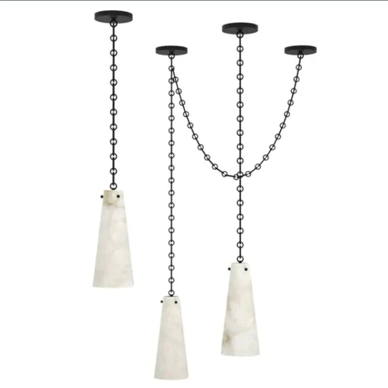 Cassie Alabaster Marble Modern 3-Light Pendant Light Fixture - Elegant Dining Room, Kitchen Island or Entryway Lighting