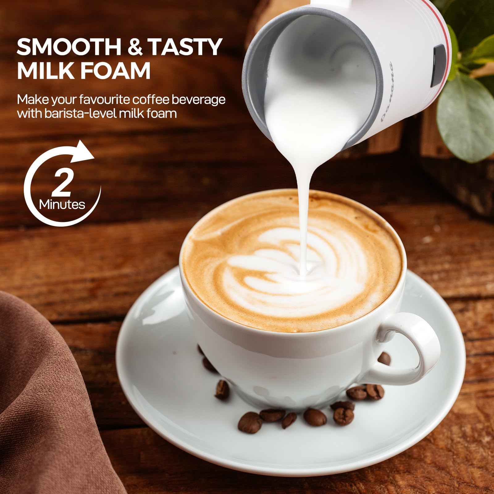 Electric Milk Frother 4-in-1 - 14.5oz/430ml Automatic Warm & Cold Foam Maker for Coffee, Latte, Cappuccino, Macchiato, Hot Chocolate - Perfect for Home Baristas & Coffee Lovers (White)
