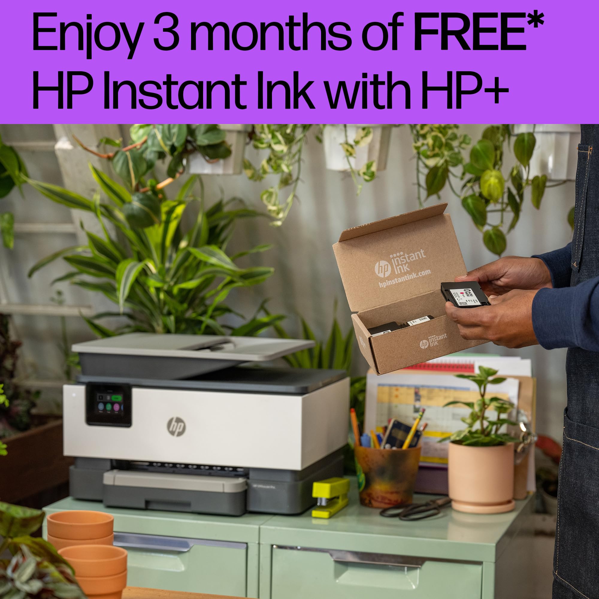 HP OfficeJet Pro 9120e All-in-One Wireless Color Printer for Small Business | Print, Scan, Copy with Automatic Document Feeder | Includes 3 Months Instant Ink & Easy Setup | 3-Year Warranty | Perfect for Home Office, Remote Work & School Projects