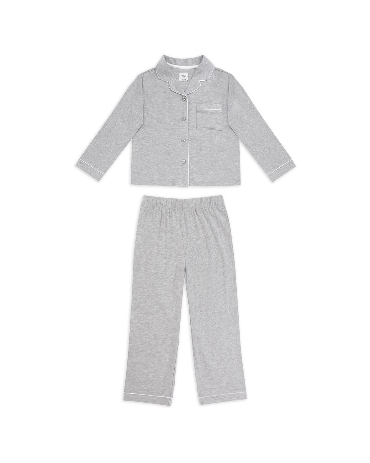 Soft & Breathable Kids TENCEL™ Modal Long Sleeve Button-Up Pajama Set - Grey Marl | Comfortable Sleepwear for Boys & Girls | Perfect for Bedtime, Lounging & Sleepovers