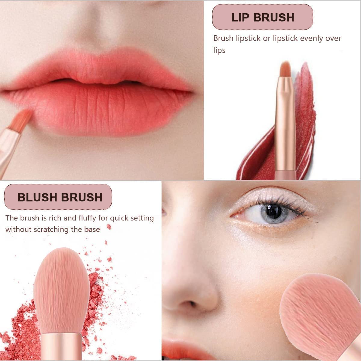 AP & ZP 8-Piece Mini Makeup Brush Set - Foundation, Blush, Eyeshadow, Eyeliner, Lip & Brow Brushes | Portable Travel Makeup Kit for Professional & Everyday Beauty Application