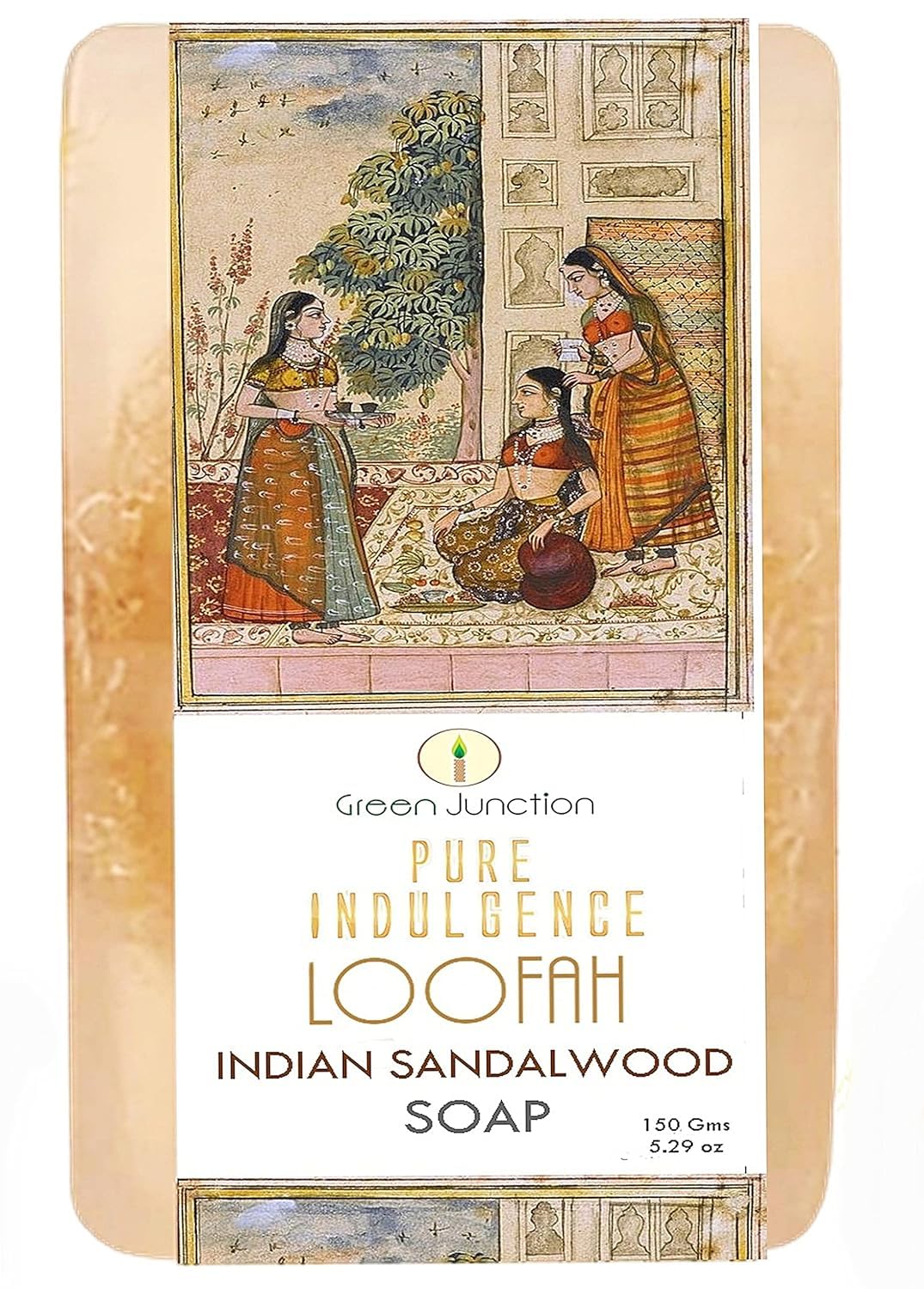 Premium Big Solid Soap Bar Cleanser with Loofah - Indian Sandalwood Scent for Deep Exfoliation & Moisturizing | Perfect for Shower, Bath & Spa Relaxation