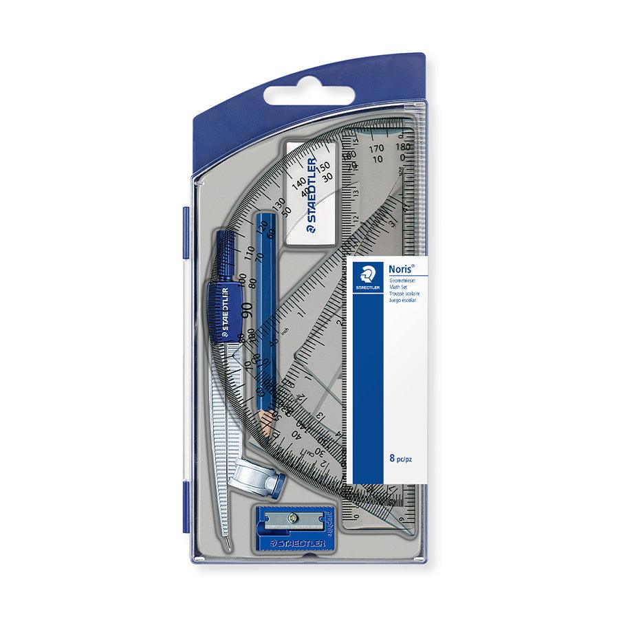 STAEDTLER Noris Math Set - 8-Piece Geometry Kit with Ruler, Protractor, Compass, and Pencils (124mm) - Perfect for Students, Teachers, and Classroom Learning